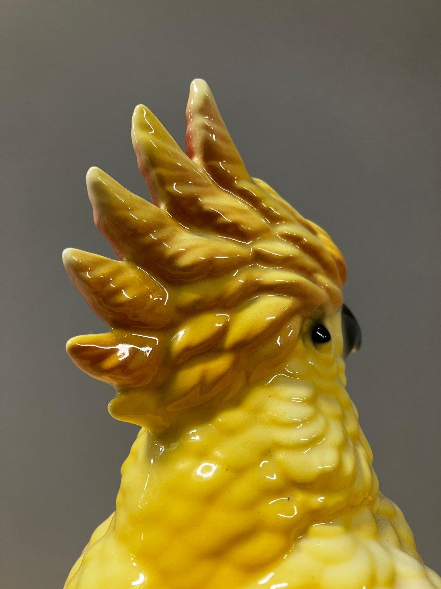 California Pottery Ceramic Tropical Cockatoo on Branch Statue For Sale 3