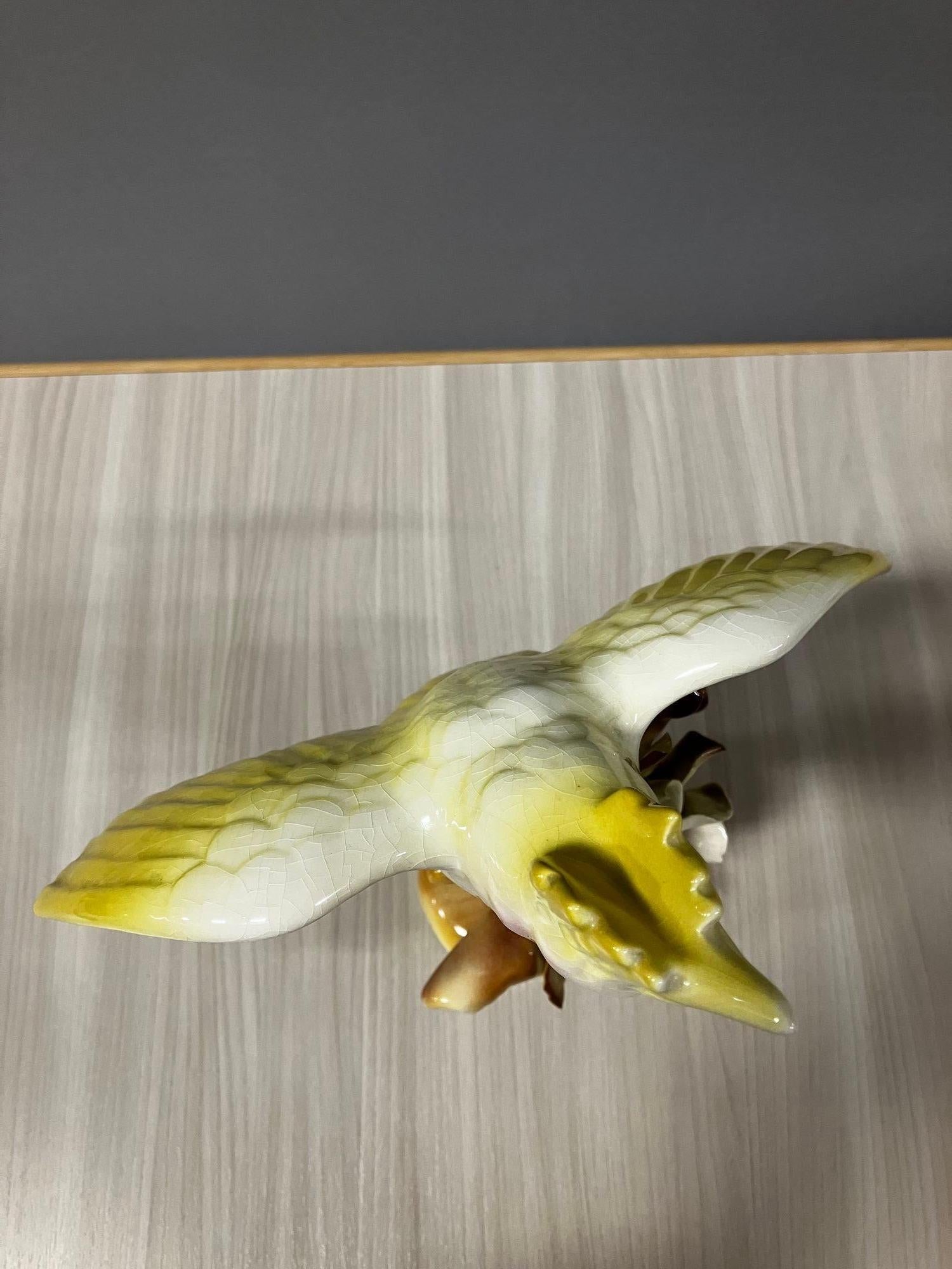 California Pottery Ceramic Tropical Cockatoo on Hibiscus Branch Statue For Sale 8