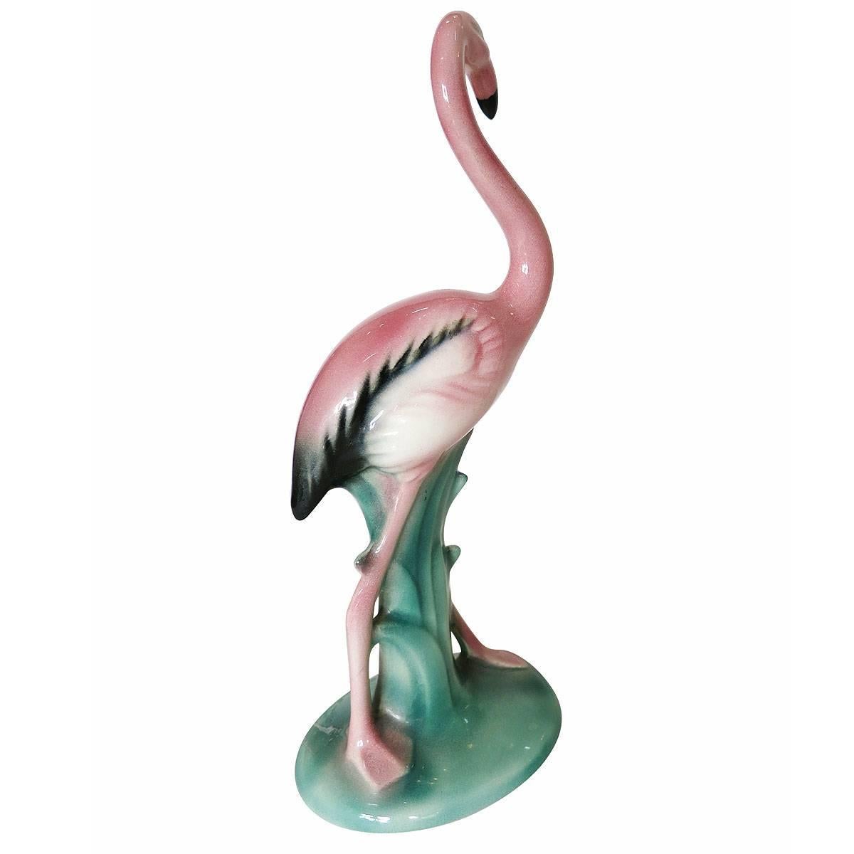 Handmade flamingo statue signed by California Potter 