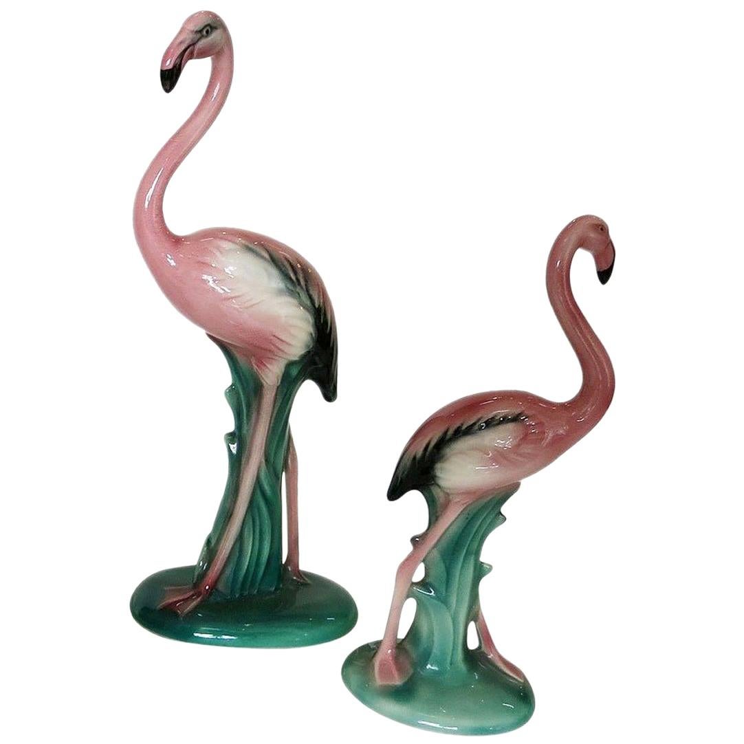 California Pottery Flamingo Statues signed Will-George