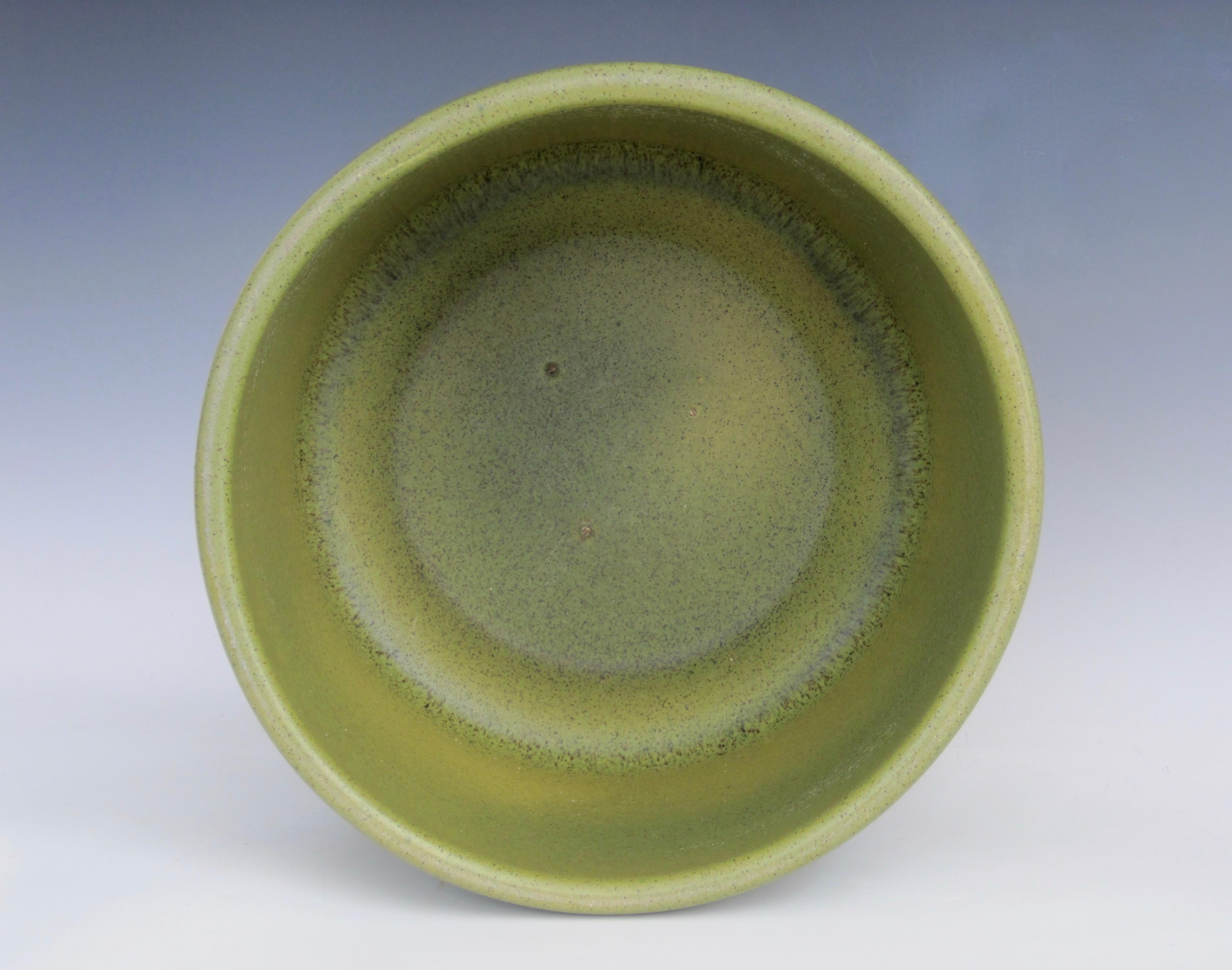 Mid-Century Modern California Pottery Green Speckled Planter Pot