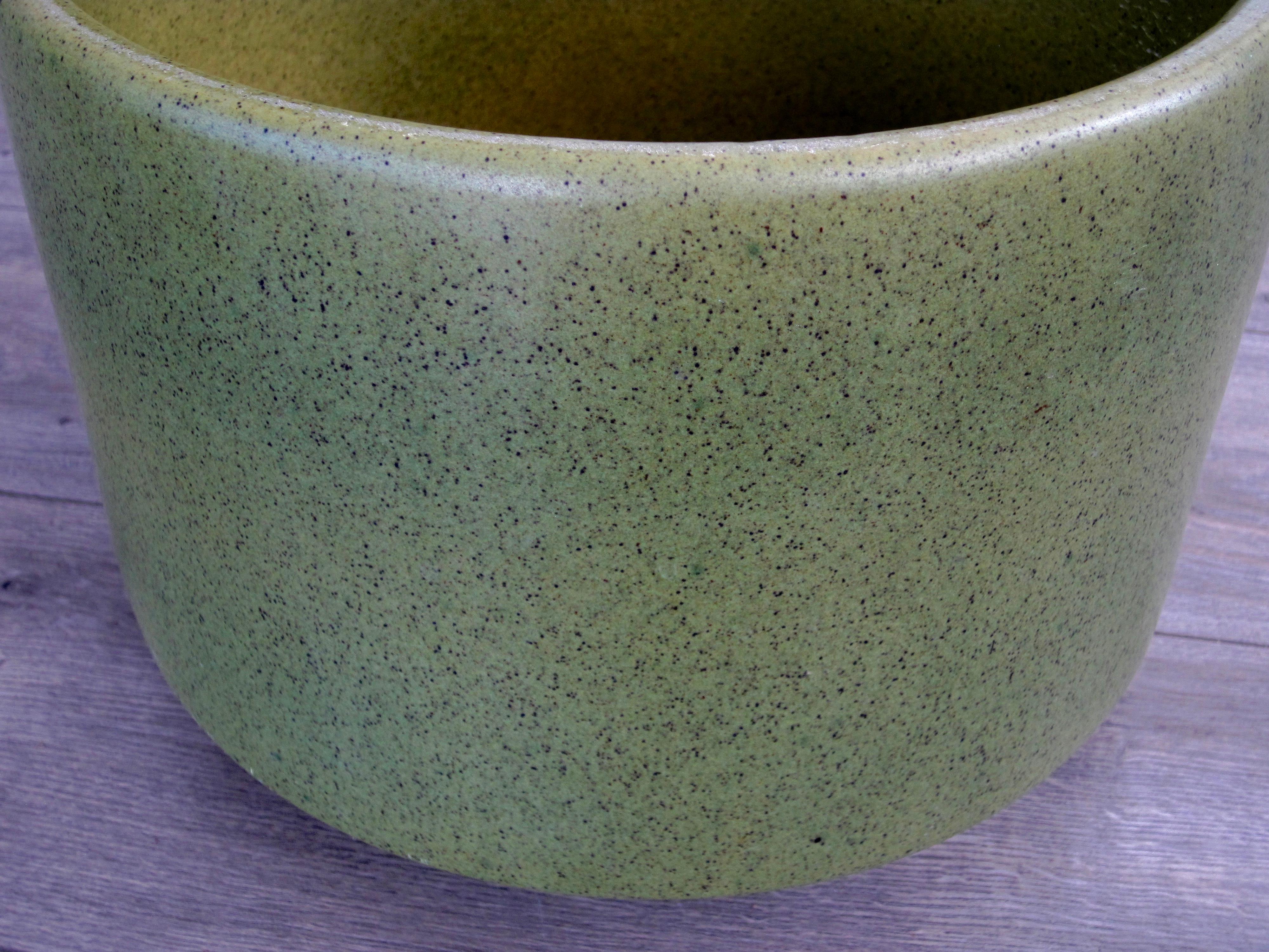 Glazed California Pottery Green Speckled Planter Pot