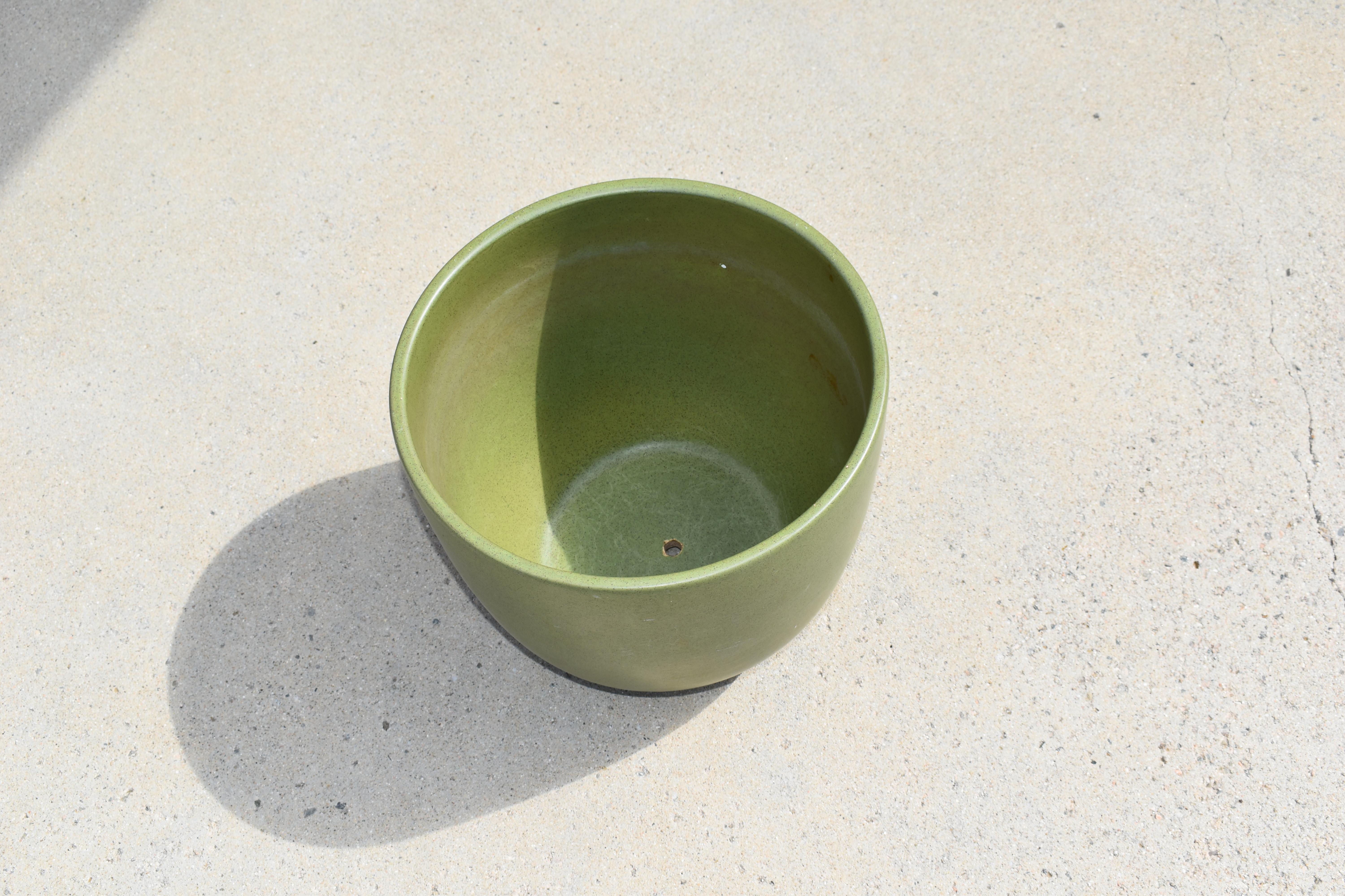 California Pottery Green Speckled Planter Pot 1