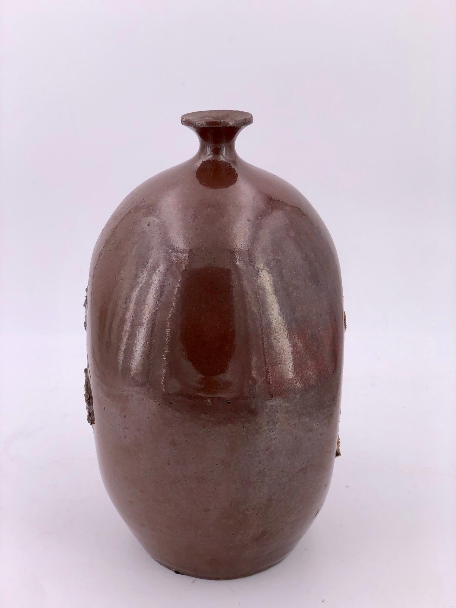 Vase aus handgedrehter Keramik aus Kalifornien, signiert (Moderne der Mitte des Jahrhunderts) im Angebot