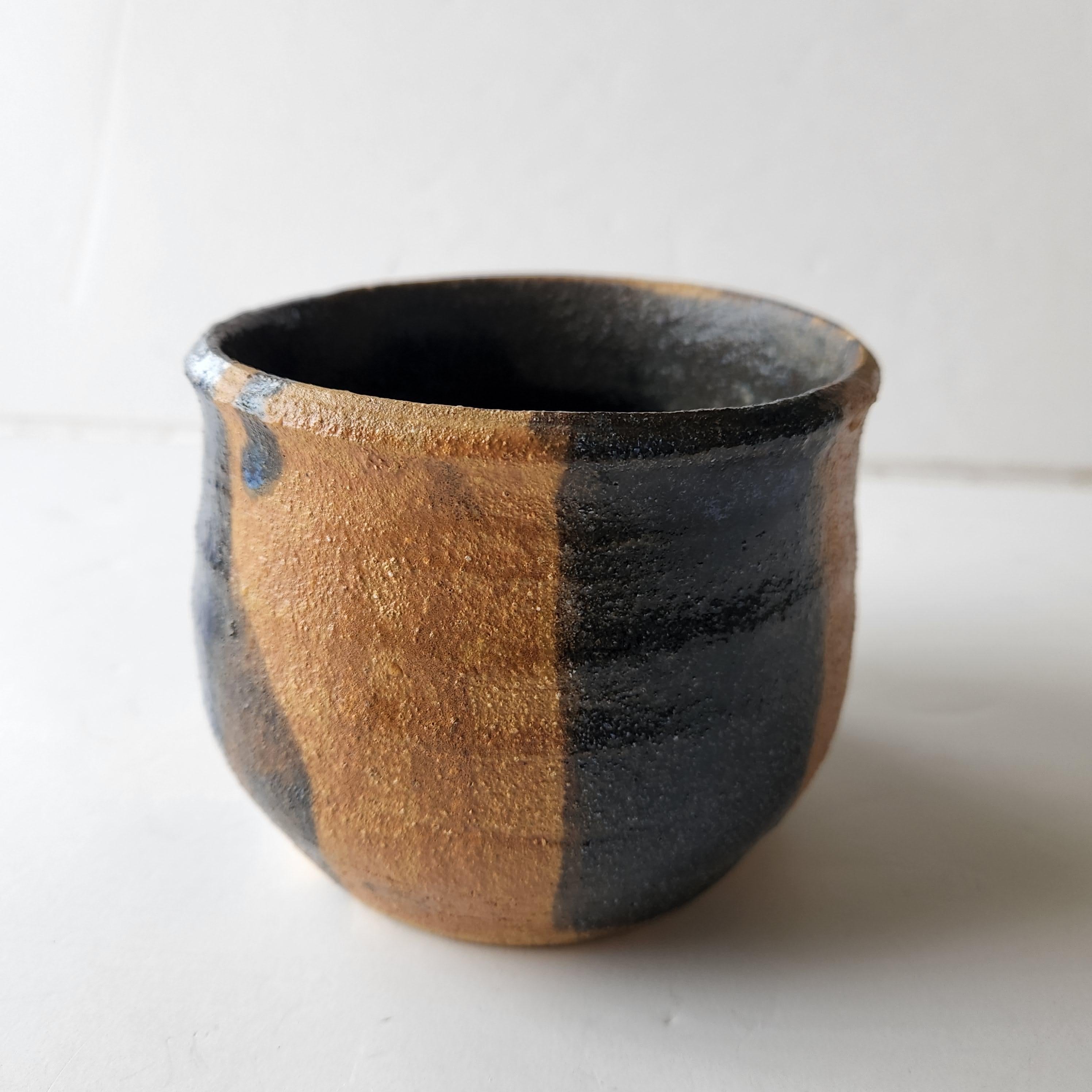 American California Modern Stoneware Pottery Vase Deep Blue Glaze Swish 1982 For Sale