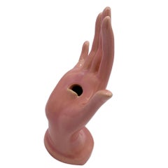 California Pottery Salmon Pink Figurative Female Hand Business Card Holder