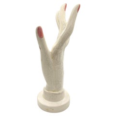 California Pottery White Pink Figurative Female Hand Ring Holder