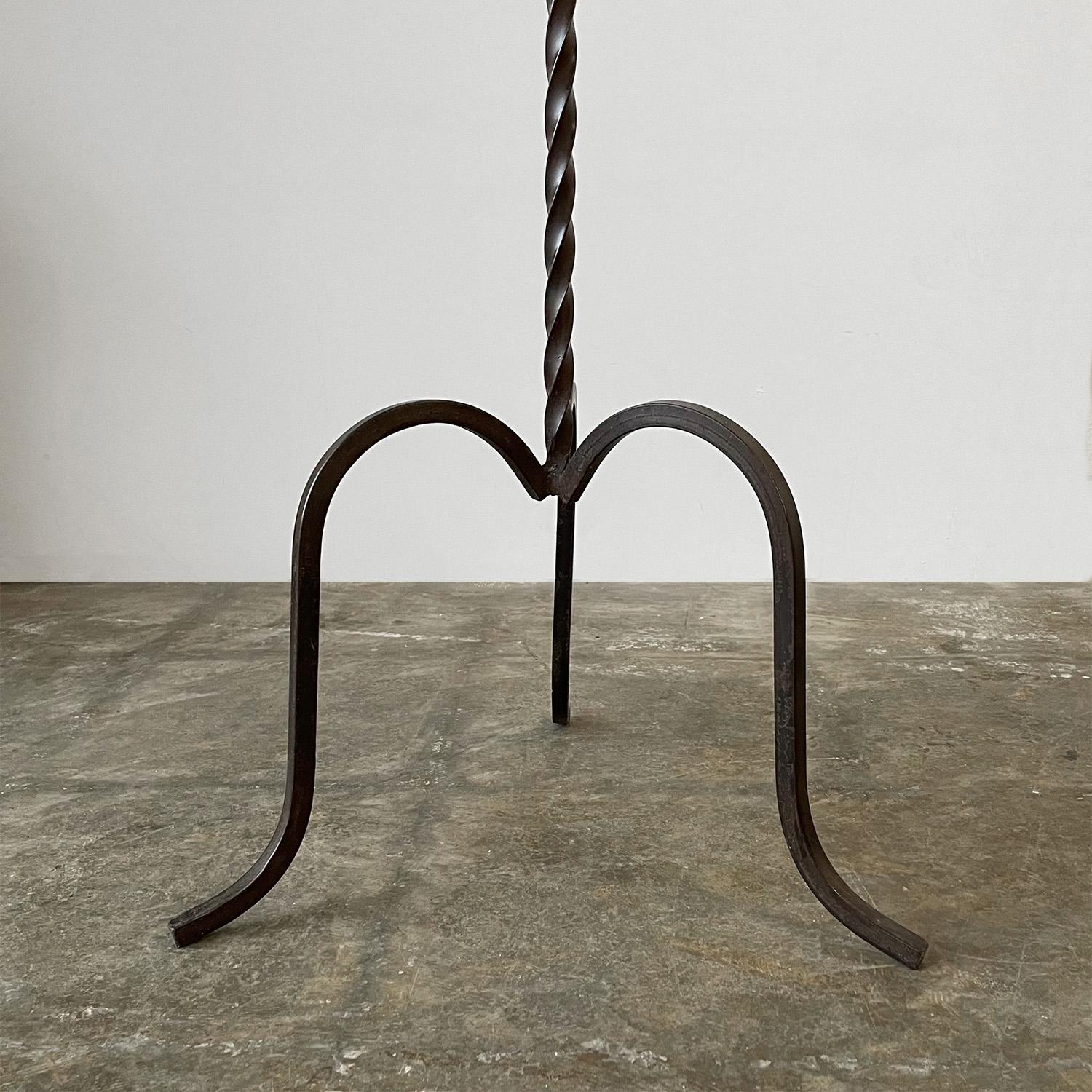 California Ranch Mid Century Wrought Iron Torchiere Standing Candelabra For Sale 1