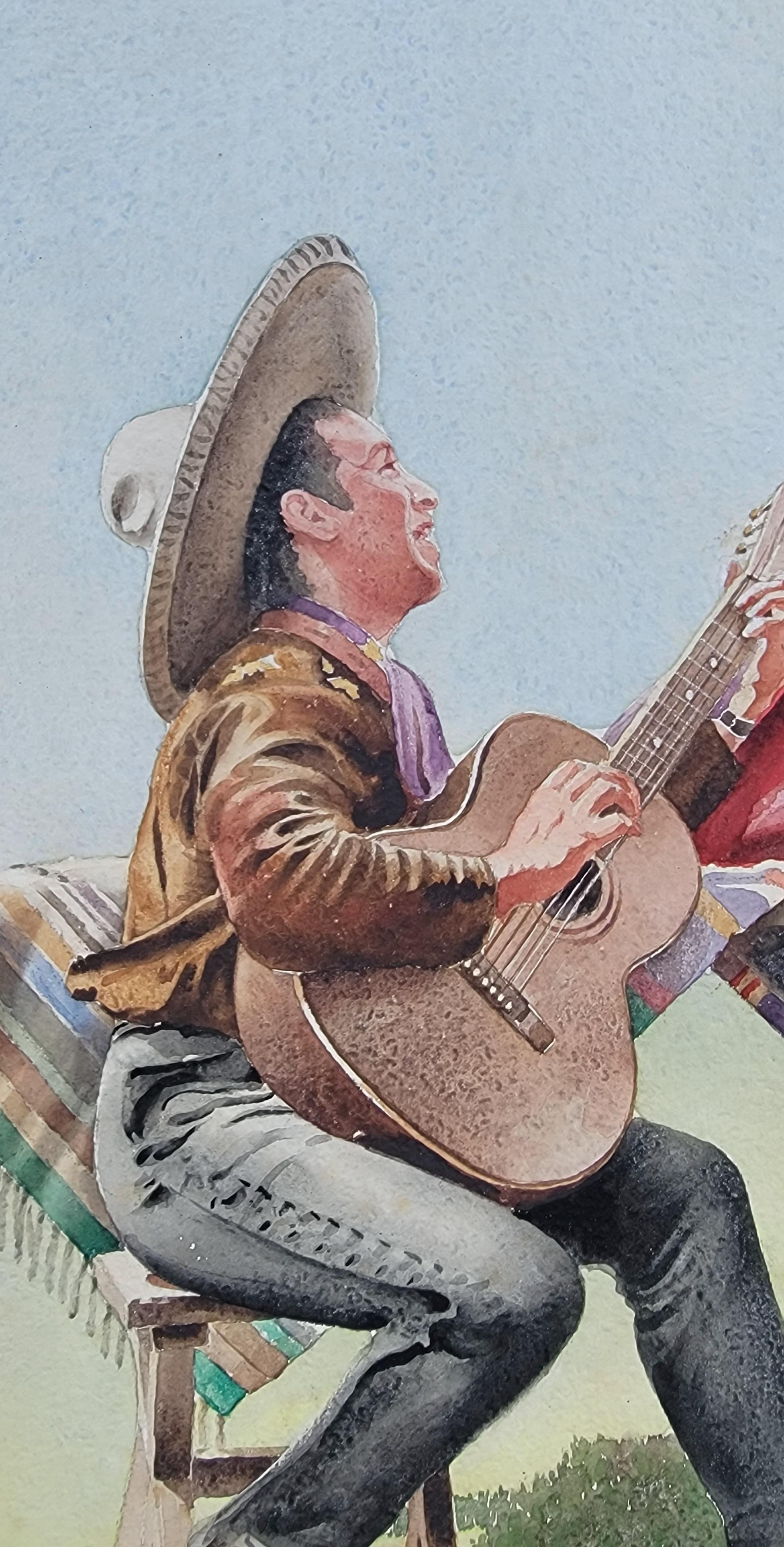 20ième siècle Guitare romantique mexicaine Rancho/Mexique Serenading en vente