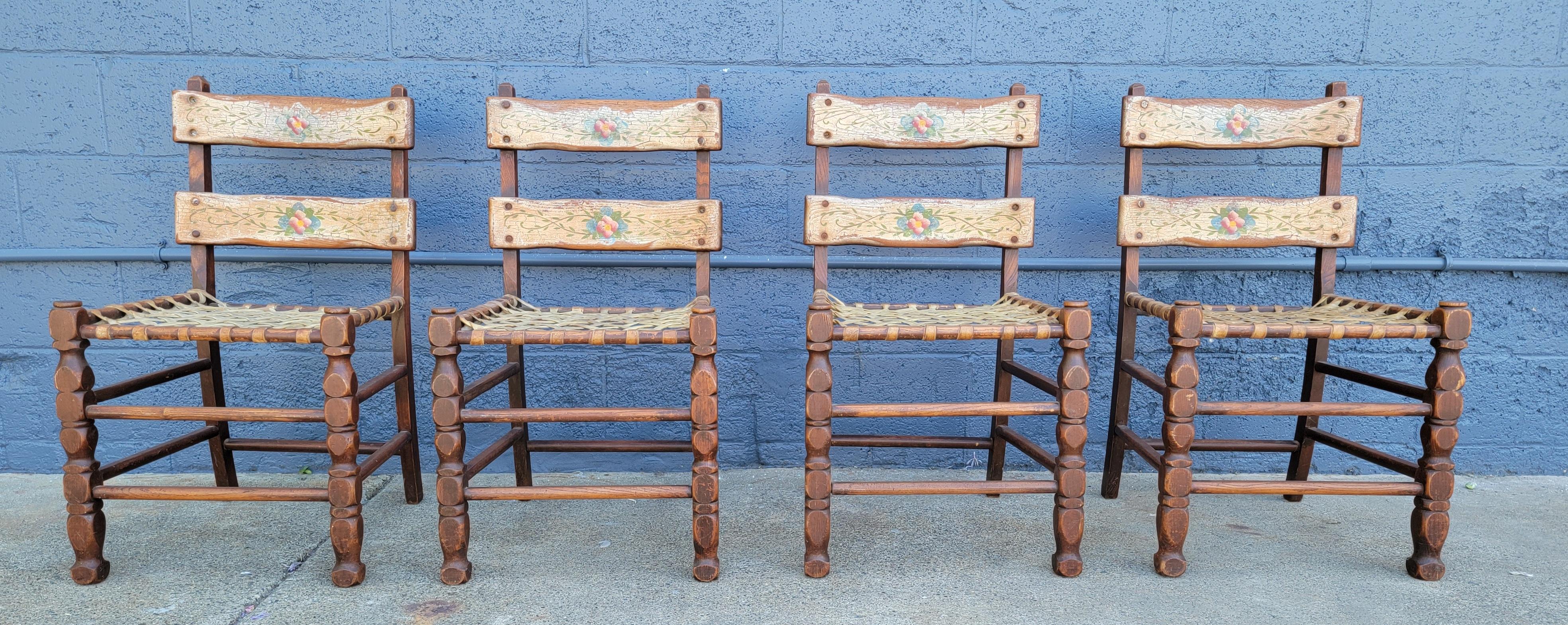 Mid-20th Century California Rancho / Spanish Colonial Dining Chairs, Set 4