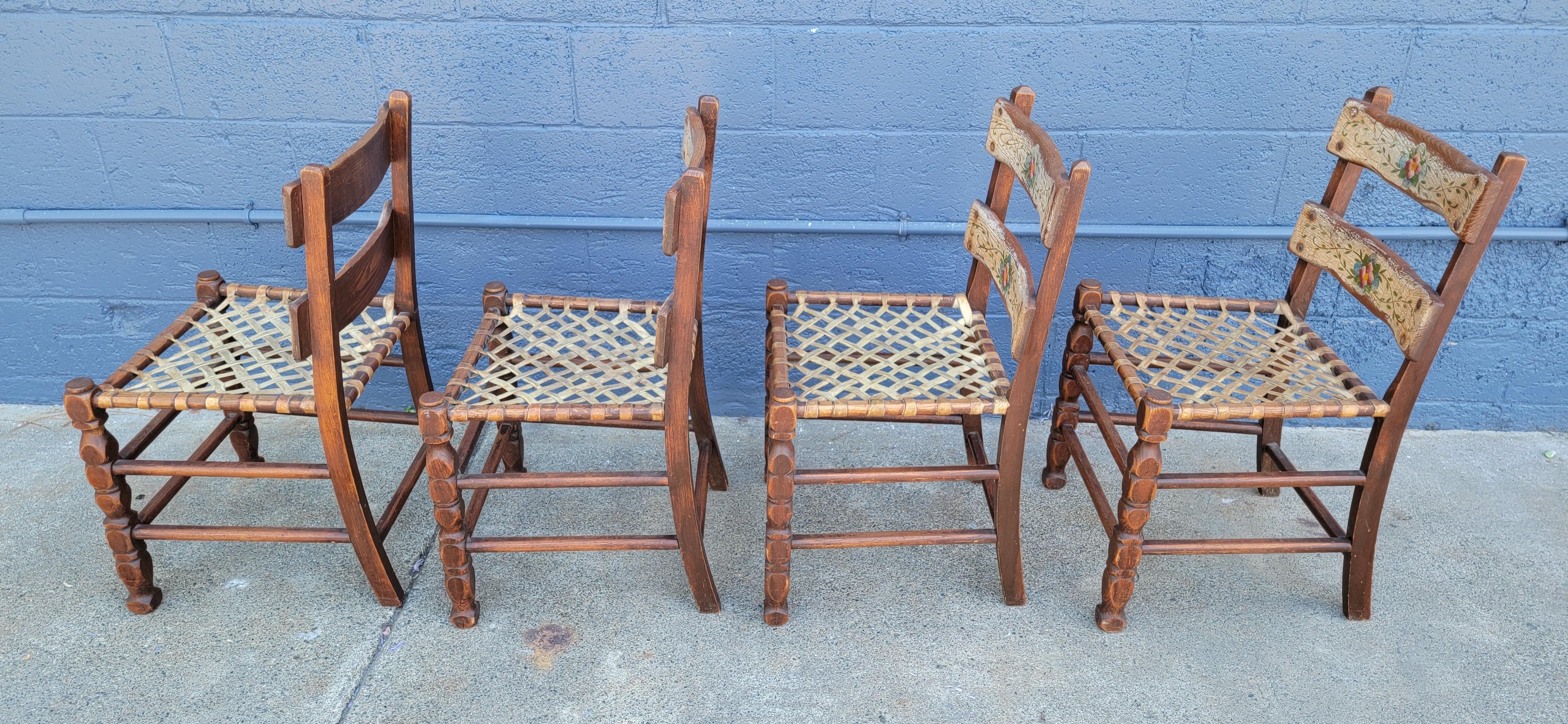 Leather California Rancho / Spanish Colonial Dining Chairs, Set 4
