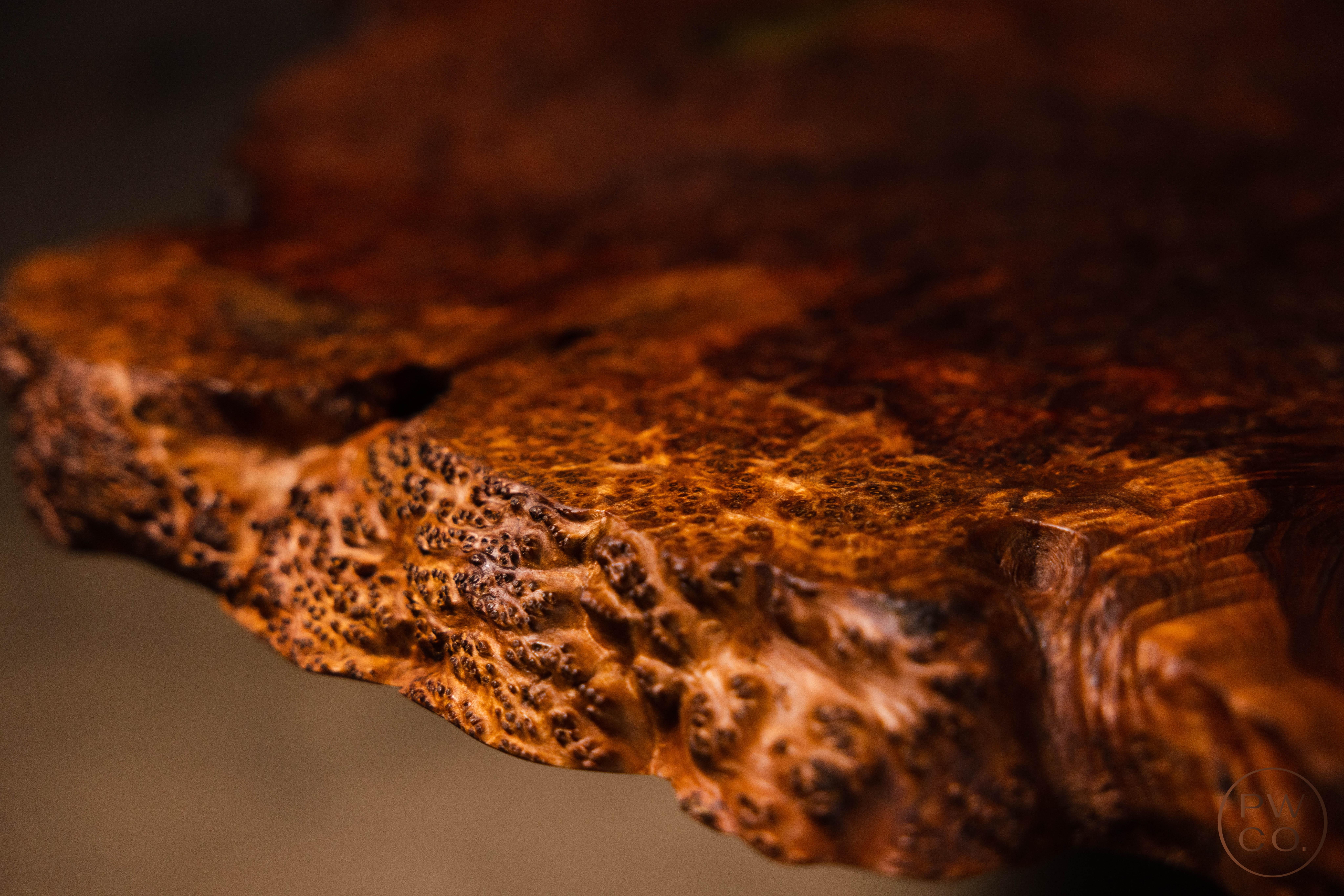 Contemporary California Redwood Burl Coffee Table For Sale