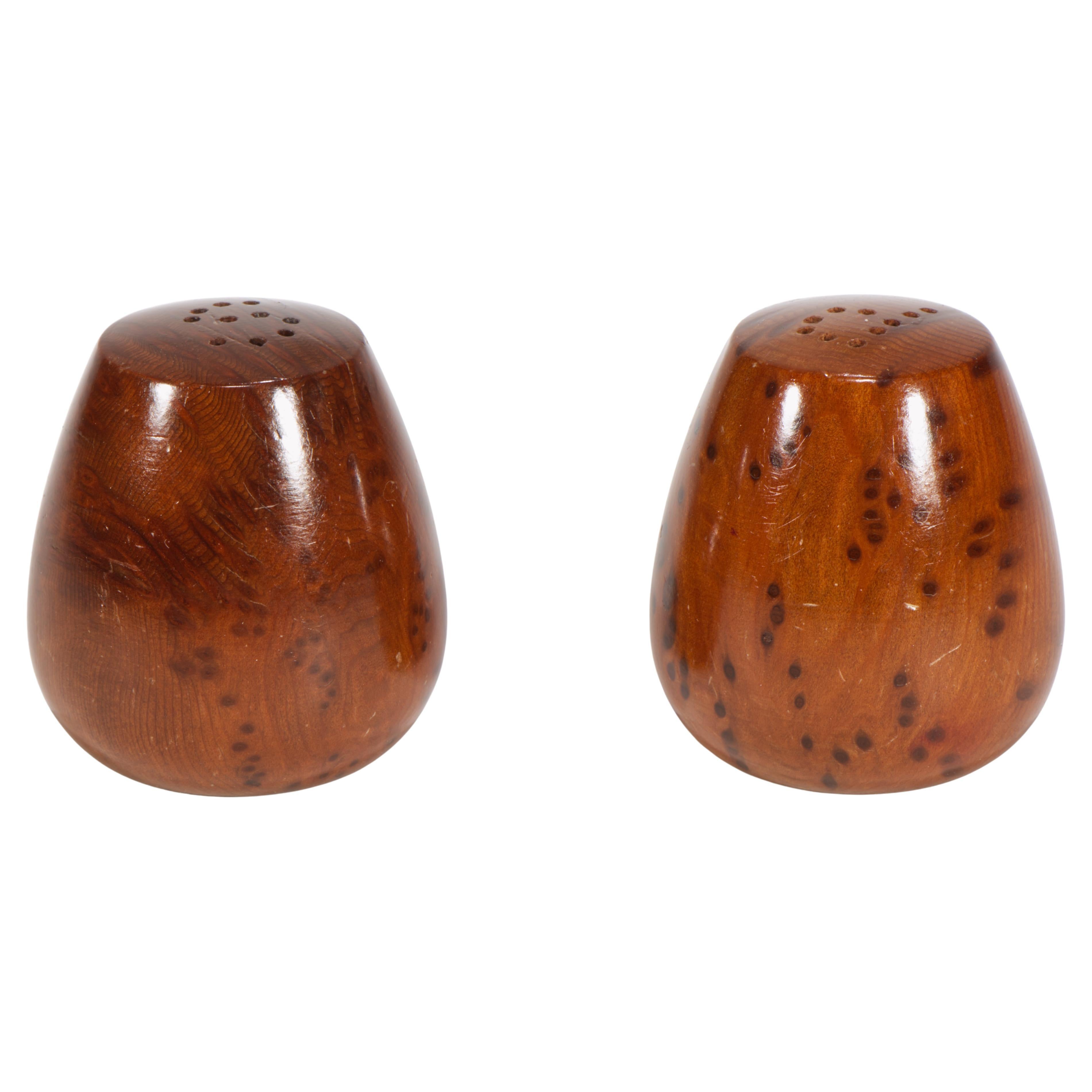 California Redwood Carved Salt
Pepper Shakers, American Studio Craft