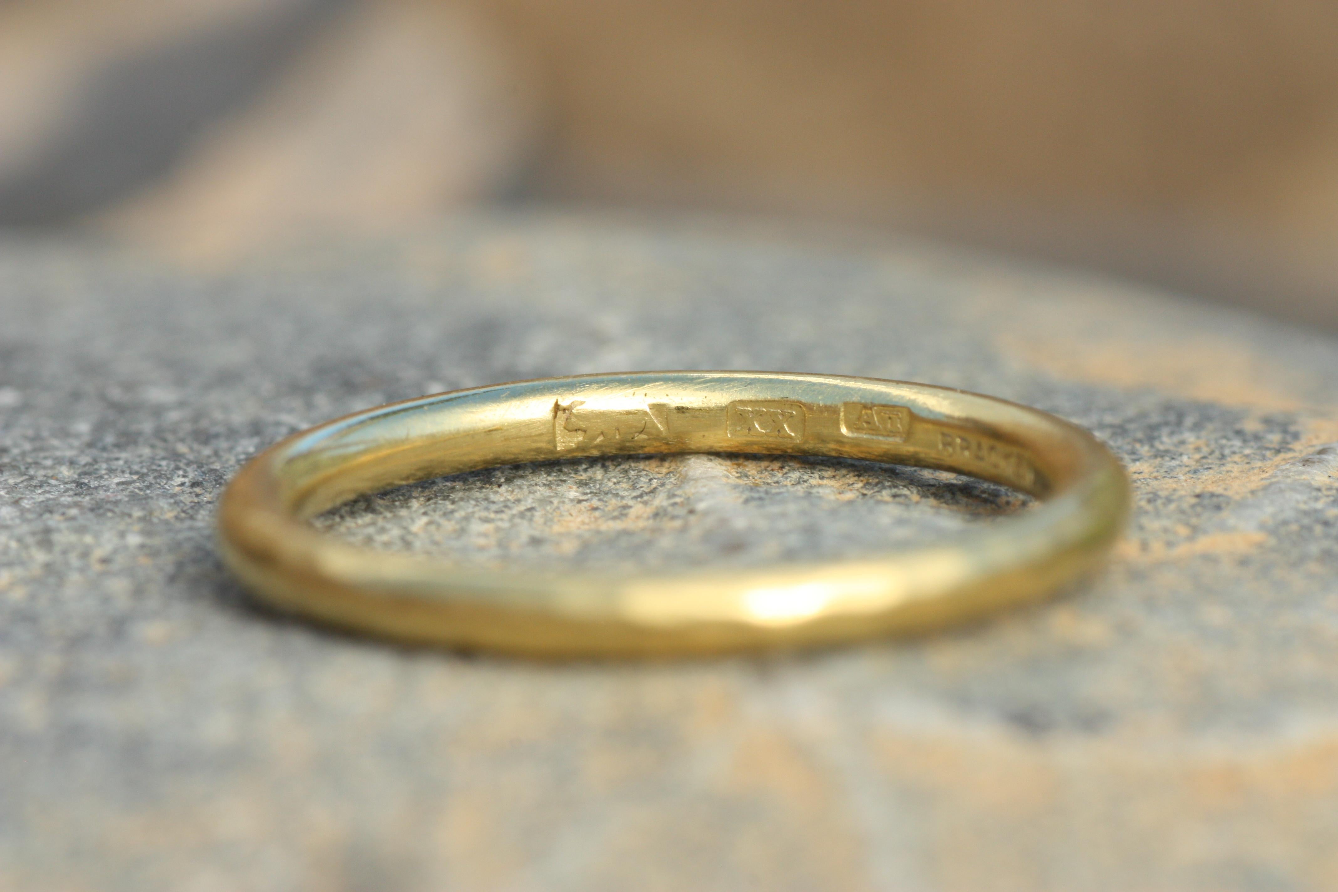 For Sale:  1.8mm Thin Wire Band – Made in USA, California-Mined 20K Yellow Gold, Handmade 4