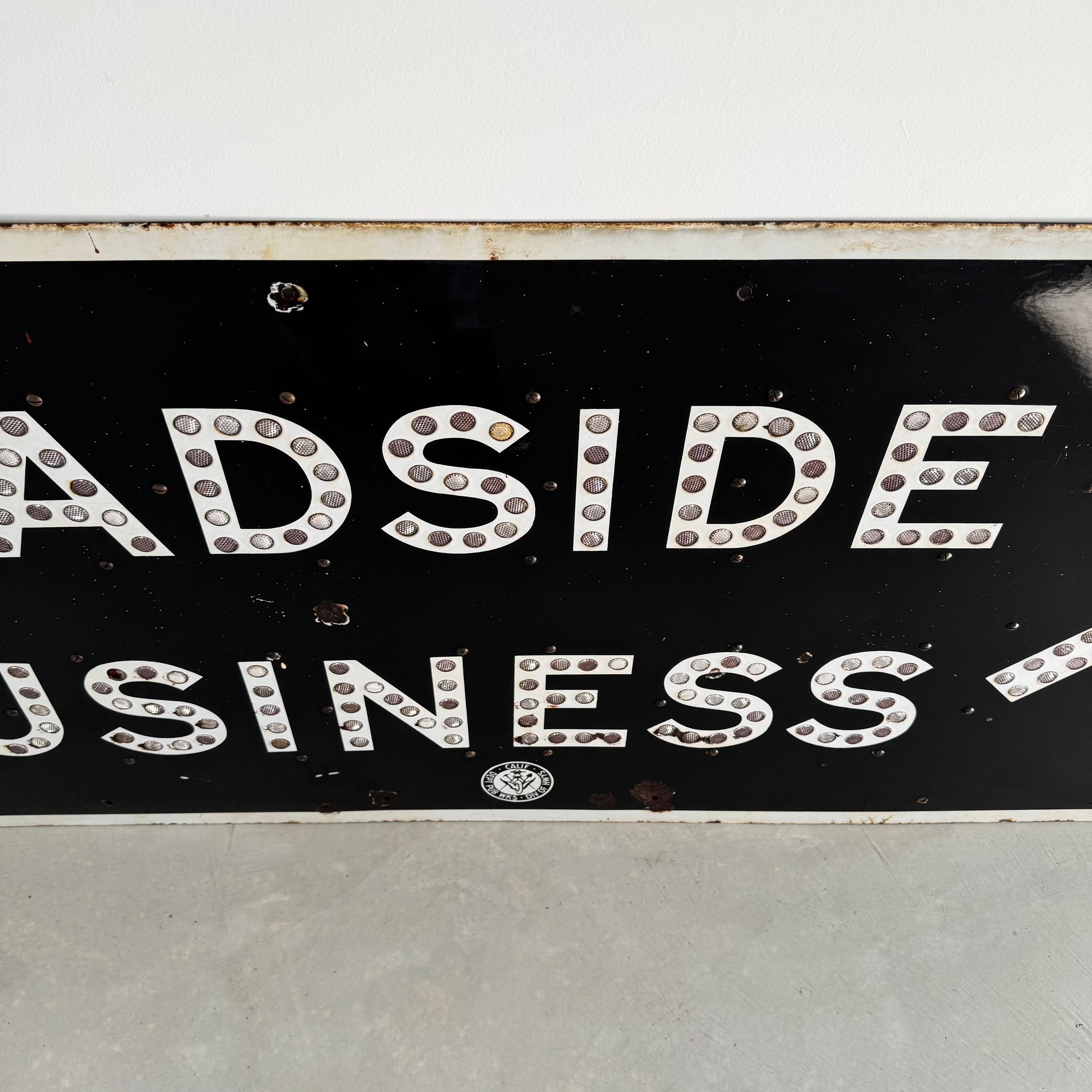 Aluminum California ROADSIDE BUSINESS Freeway Sign, 1950s USA For Sale