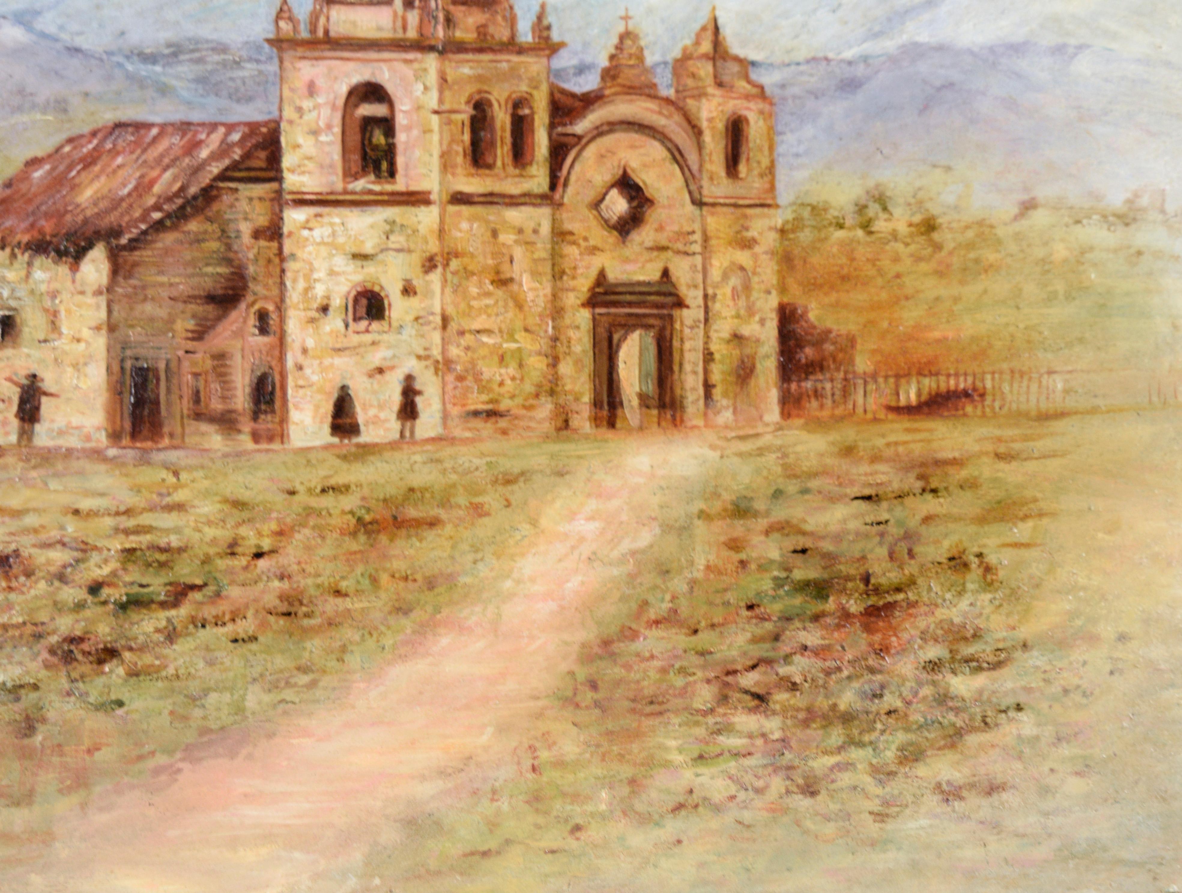 Carmel Mission, 1870 - California School Landscape Oil Painting For Sale 3