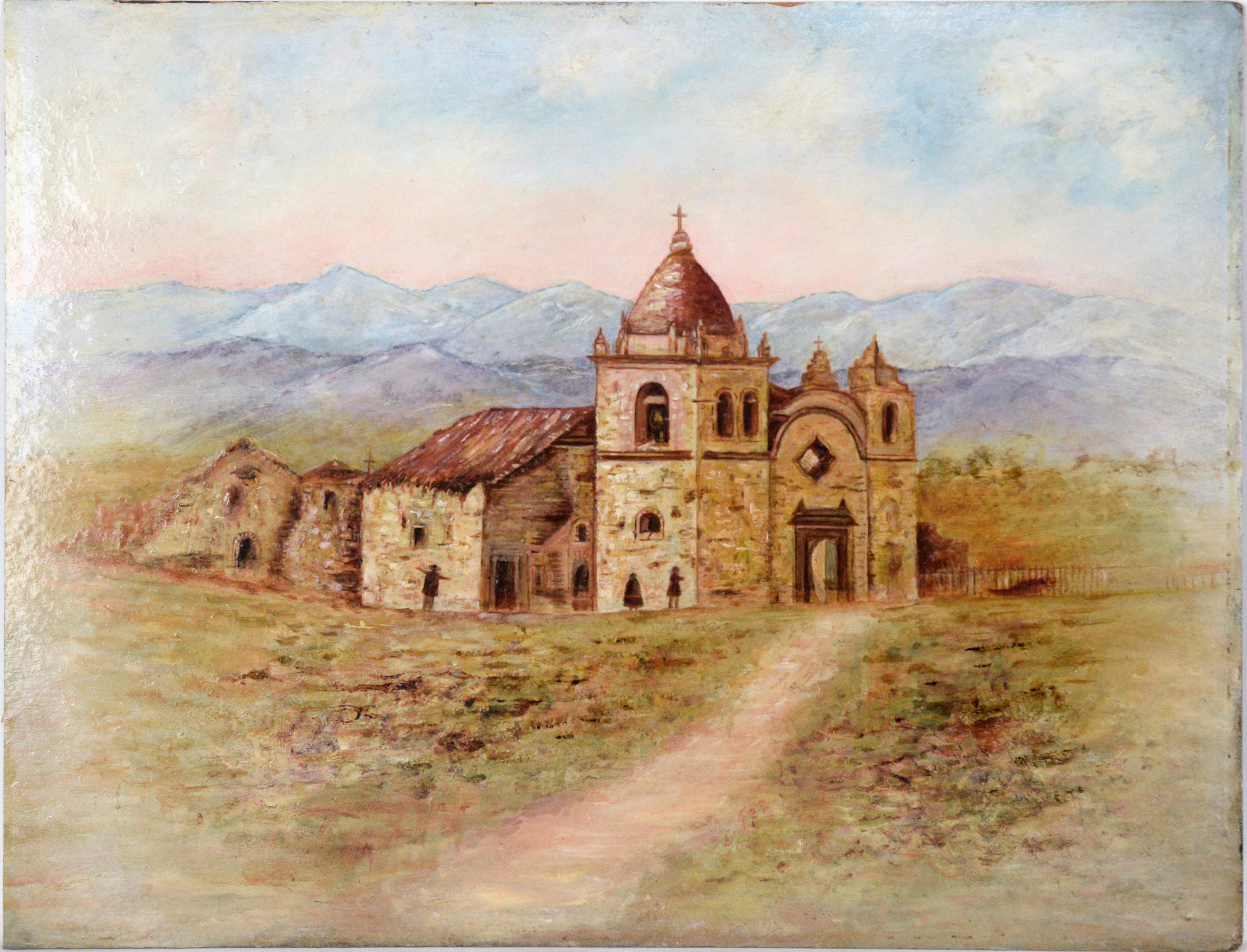 Carmel Mission, 1870 - California School Landscape Oil Painting For Sale 5