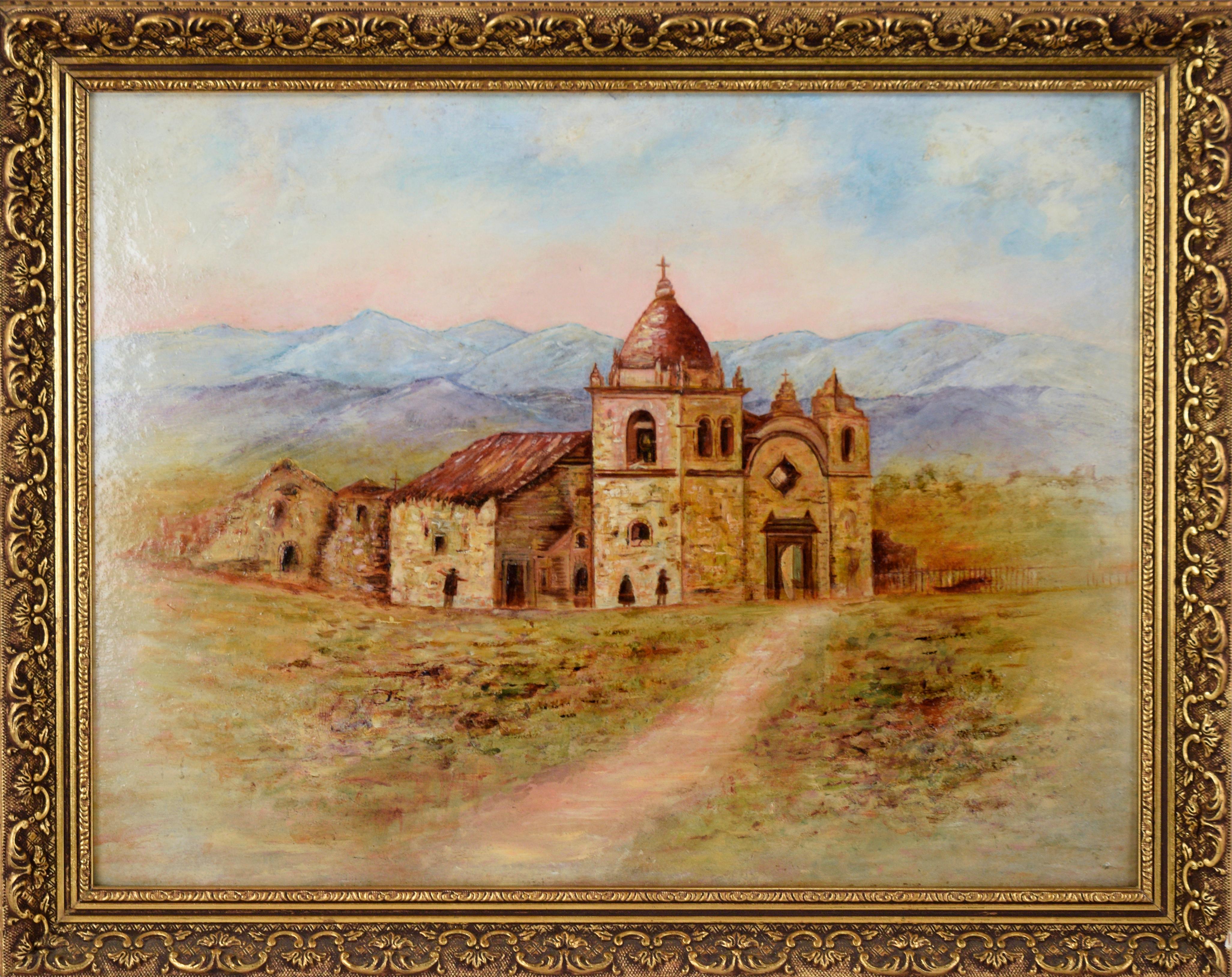 Carmel Mission, 1870 - Landscape Oil Painting

One of California's Mission settlements lies on the Central Coast in Carmel, depicted in this landscape oil painting. The Spanish architecture is the first known to California's establishment, and in