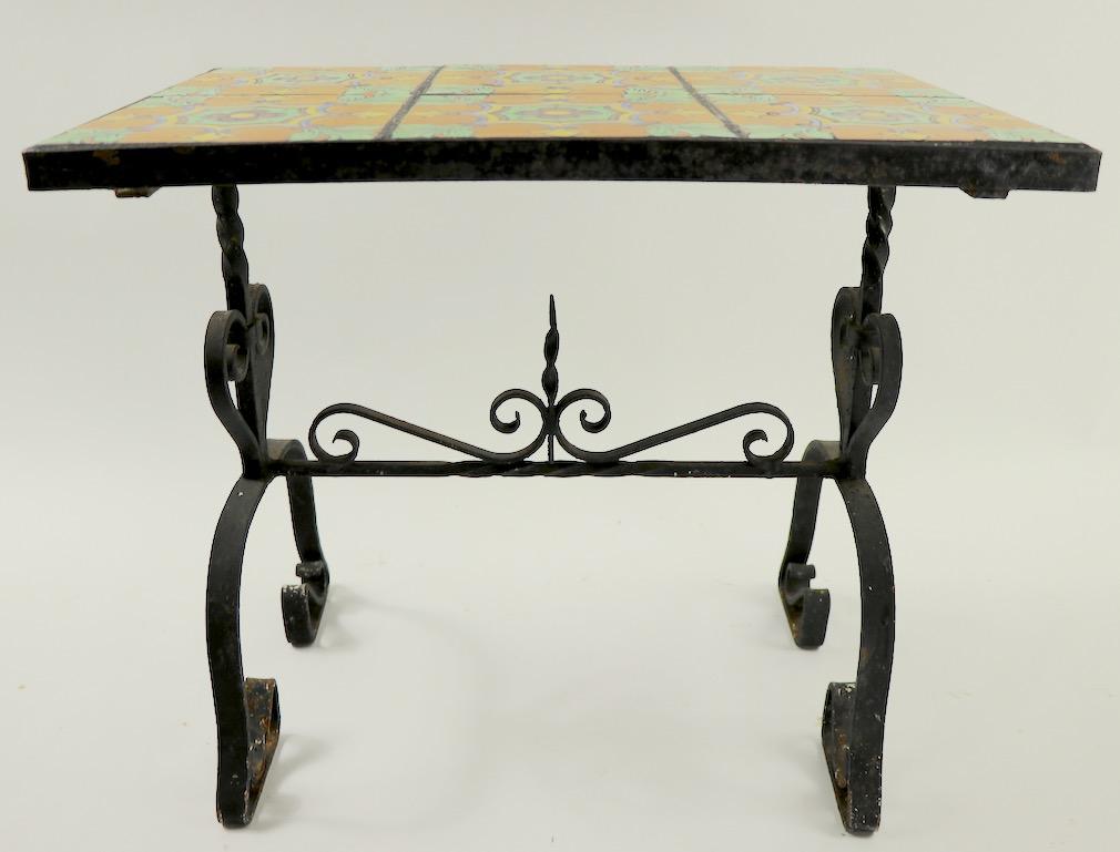 20th Century California School Wrought Iron Tile Top Table