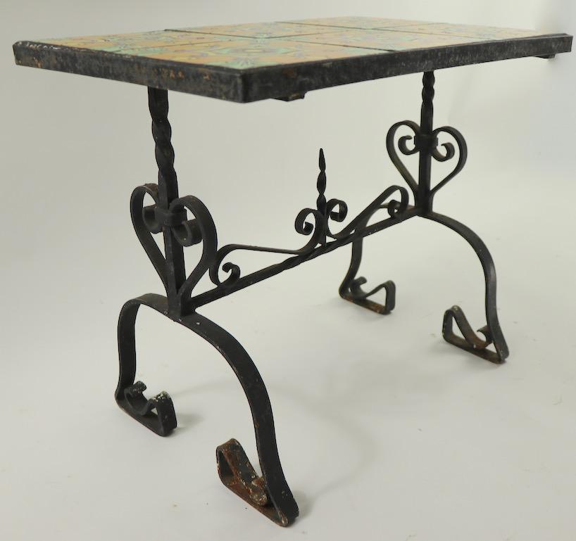 California School Wrought Iron Tile Top Table 3