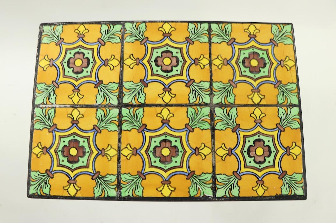 California School Wrought Iron Tile Top Table 4