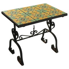 California School Wrought Iron Tile Top Table