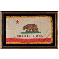 Retro California State Flag with Gold Silk Fringe