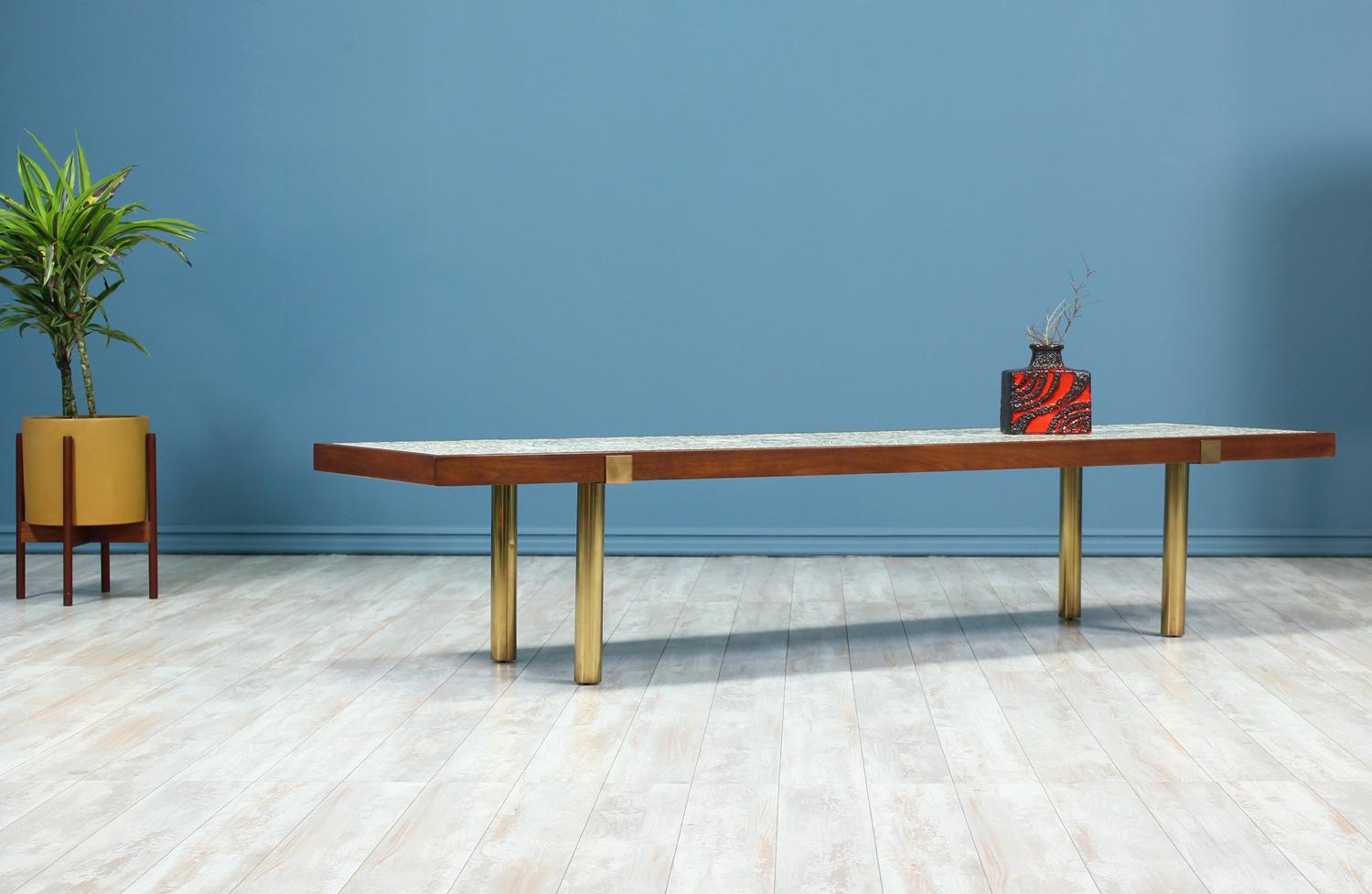 American California Studio Coffee Table with Venetian Tile-Top by Conrad Divine