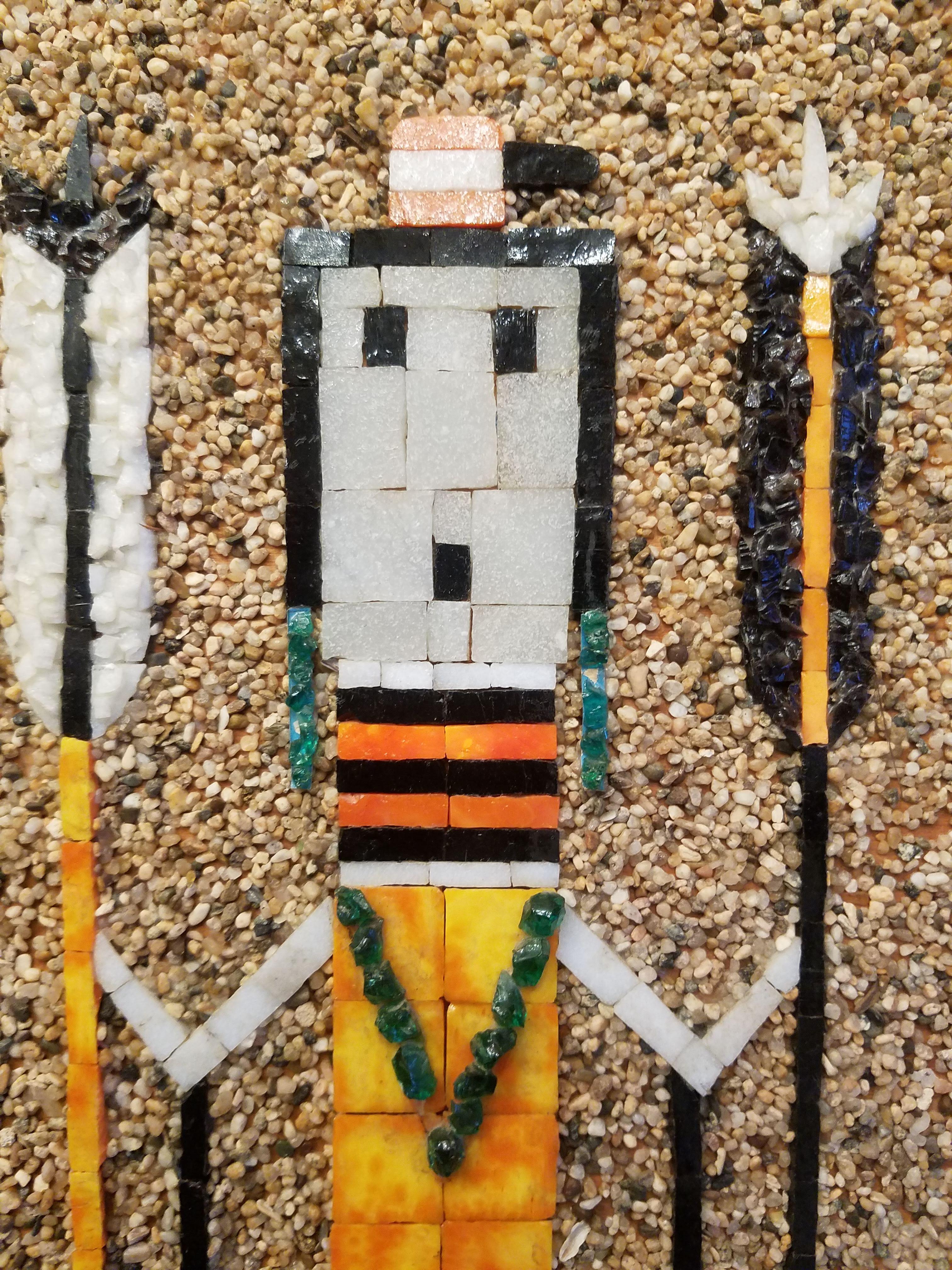 Kalifornien Studio Mosaik Navajo Sand Gemälde Yei Tänzerin Regenbogen 1960 Guardians im Angebot 4