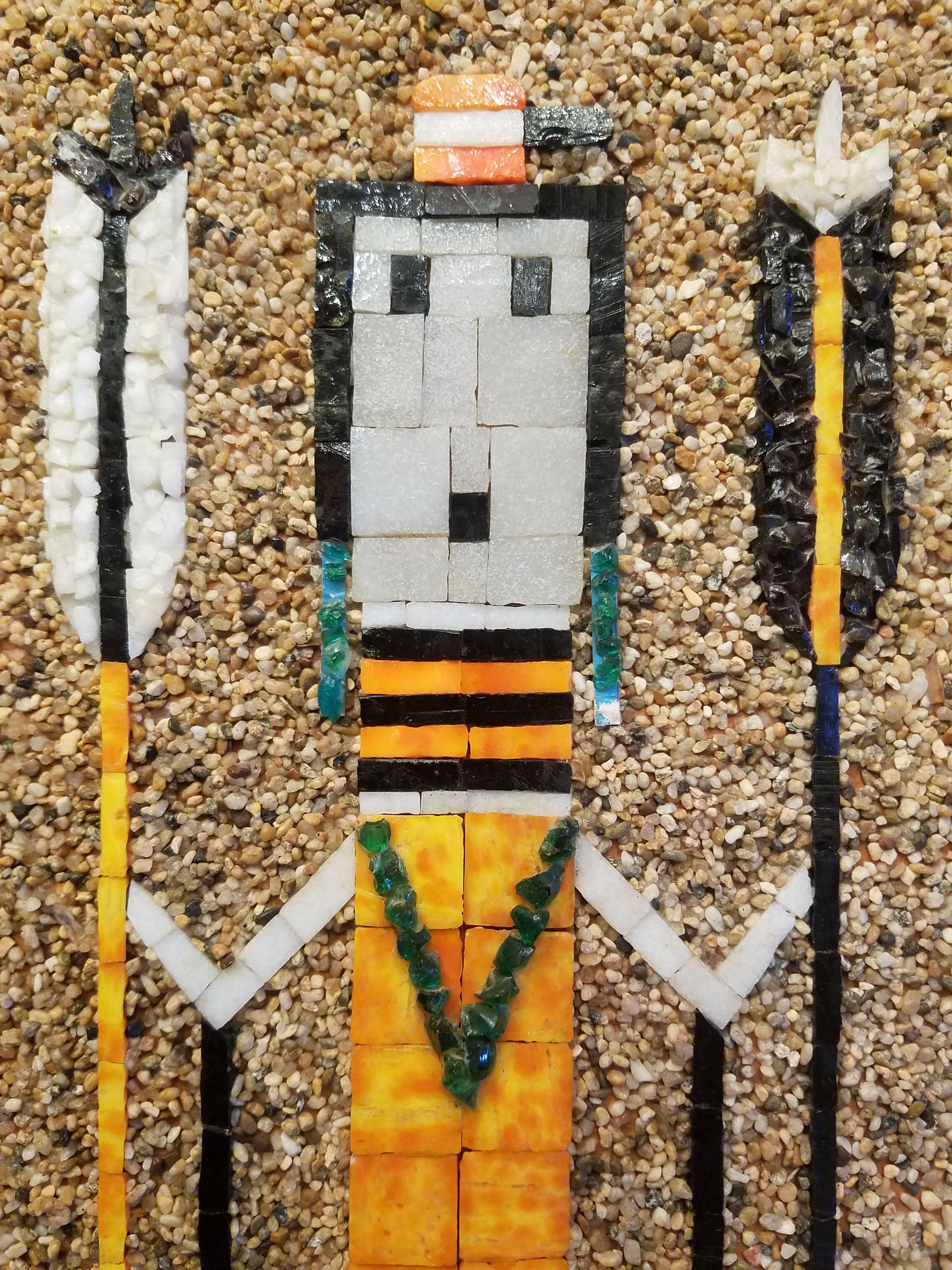 Kalifornien Studio Mosaik Navajo Sand Gemälde Yei Tänzerin Regenbogen 1960 Guardians im Angebot 5