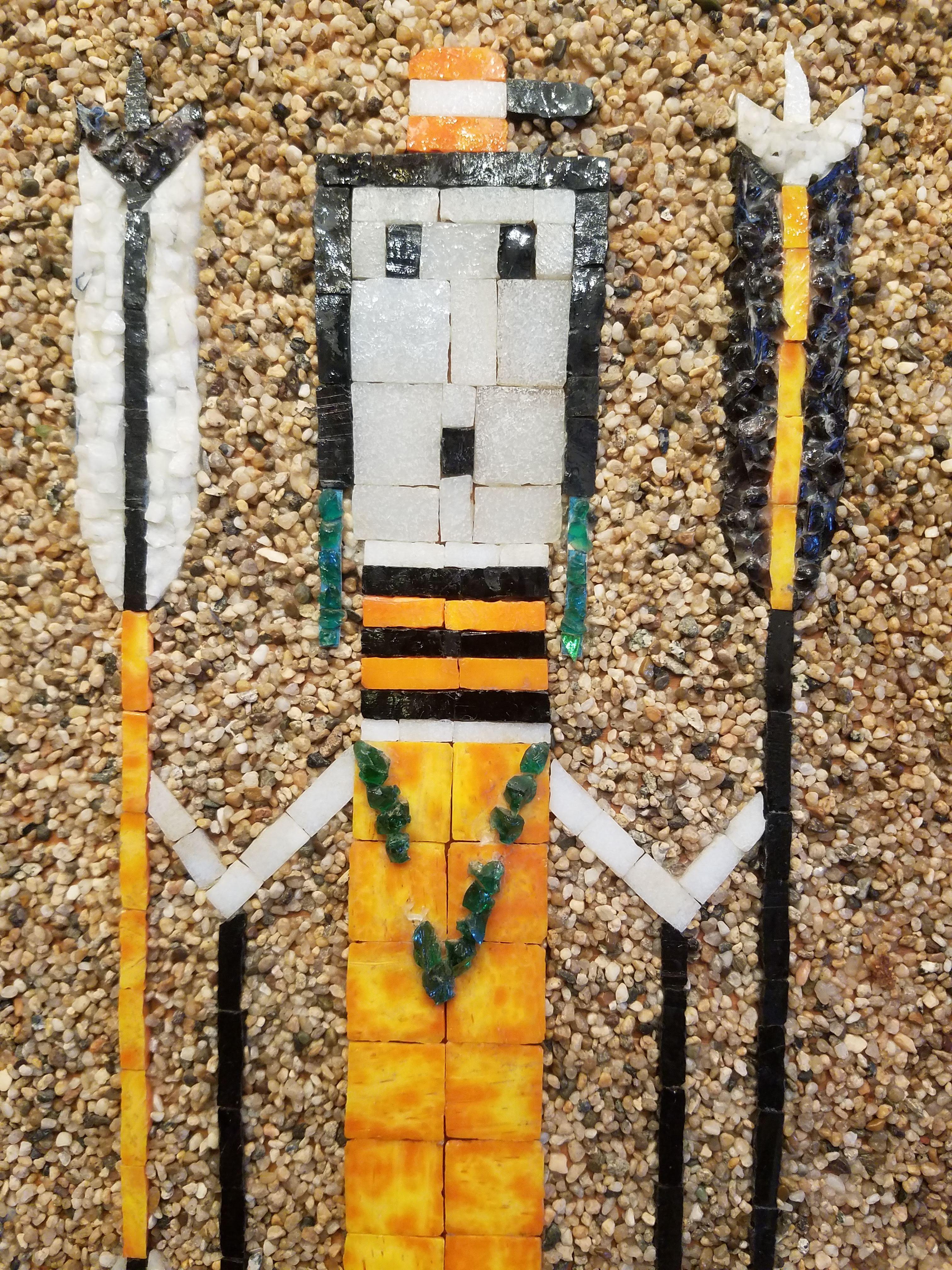 Kalifornien Studio Mosaik Navajo Sand Gemälde Yei Tänzerin Regenbogen 1960 Guardians im Angebot 6