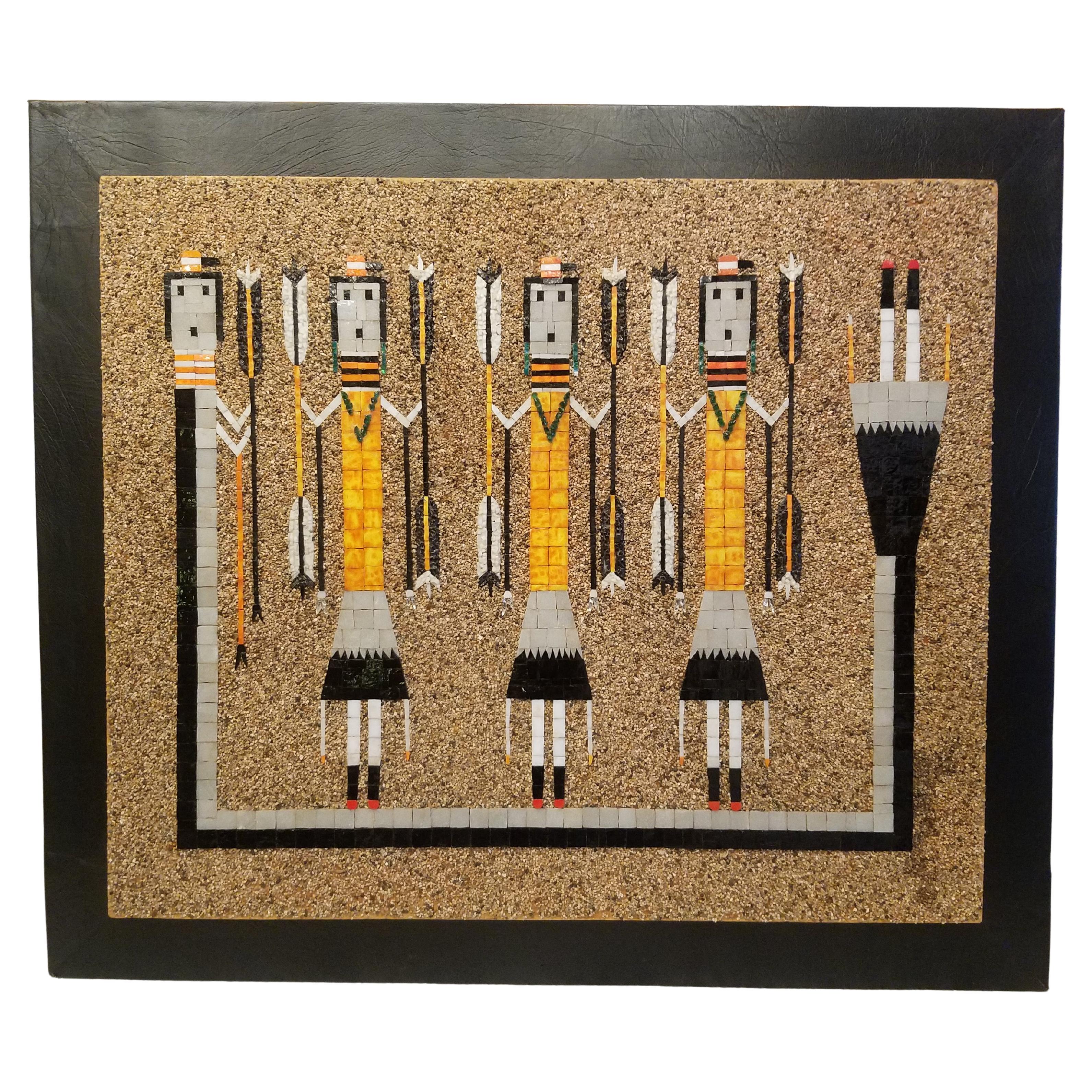 Kalifornien Studio Mosaik Navajo Sand Gemälde Yei Tänzerin Regenbogen 1960 Guardians