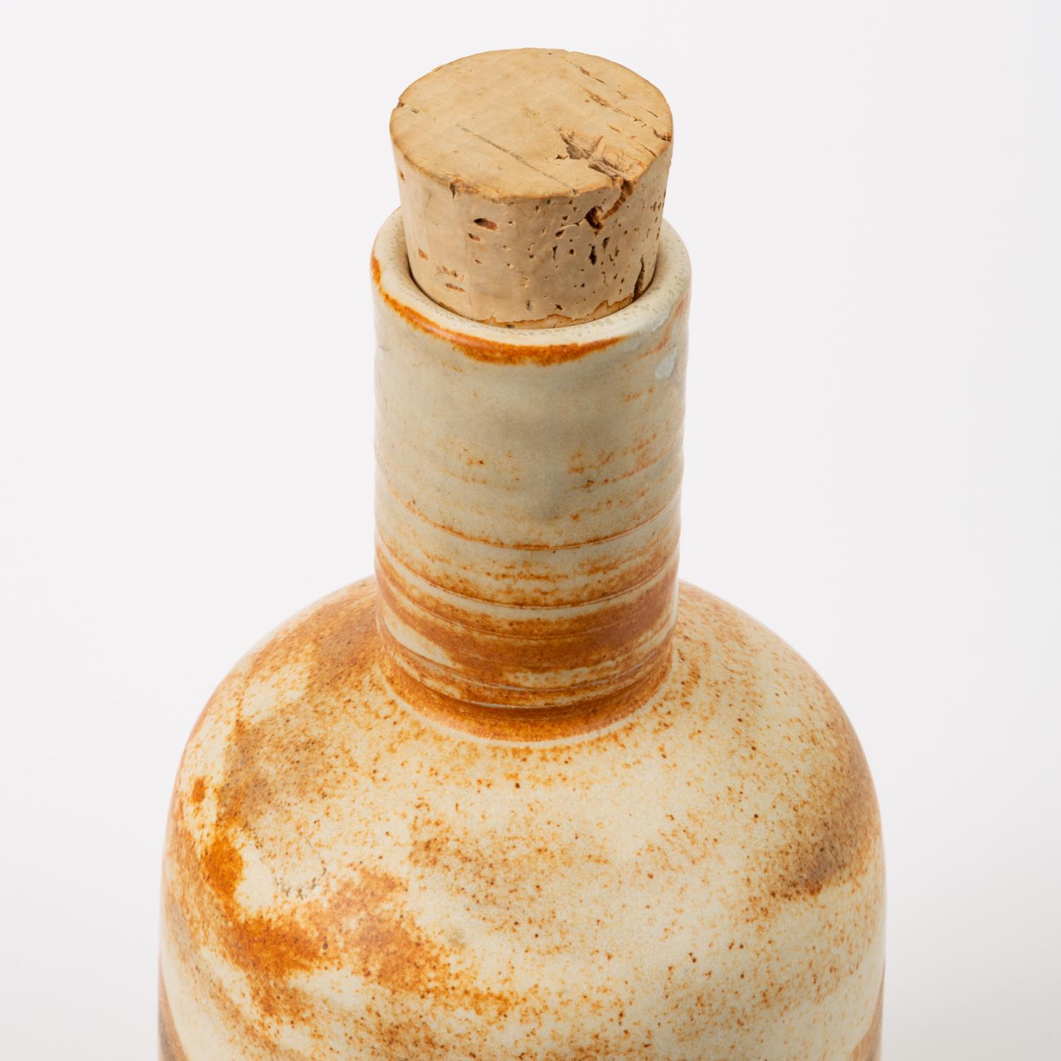Ceramic California Studio Pottery Bottle with Cork Stopper 'JB'