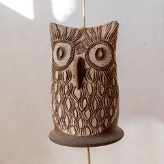 California Studio Pottery Ceramic Owl Windbell Sculpture 1960s