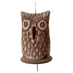 California Studio Pottery Ceramic Owl Windbell Sculpture 1960s