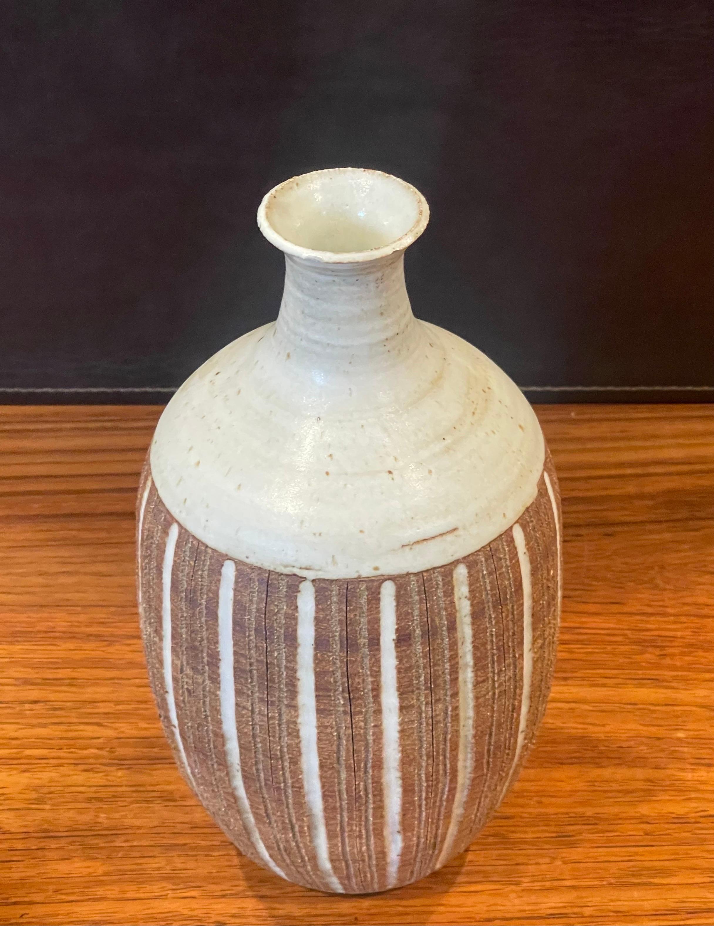 20th Century California Studio Pottery Stoneware Vase by Barbara Moorefield For Sale