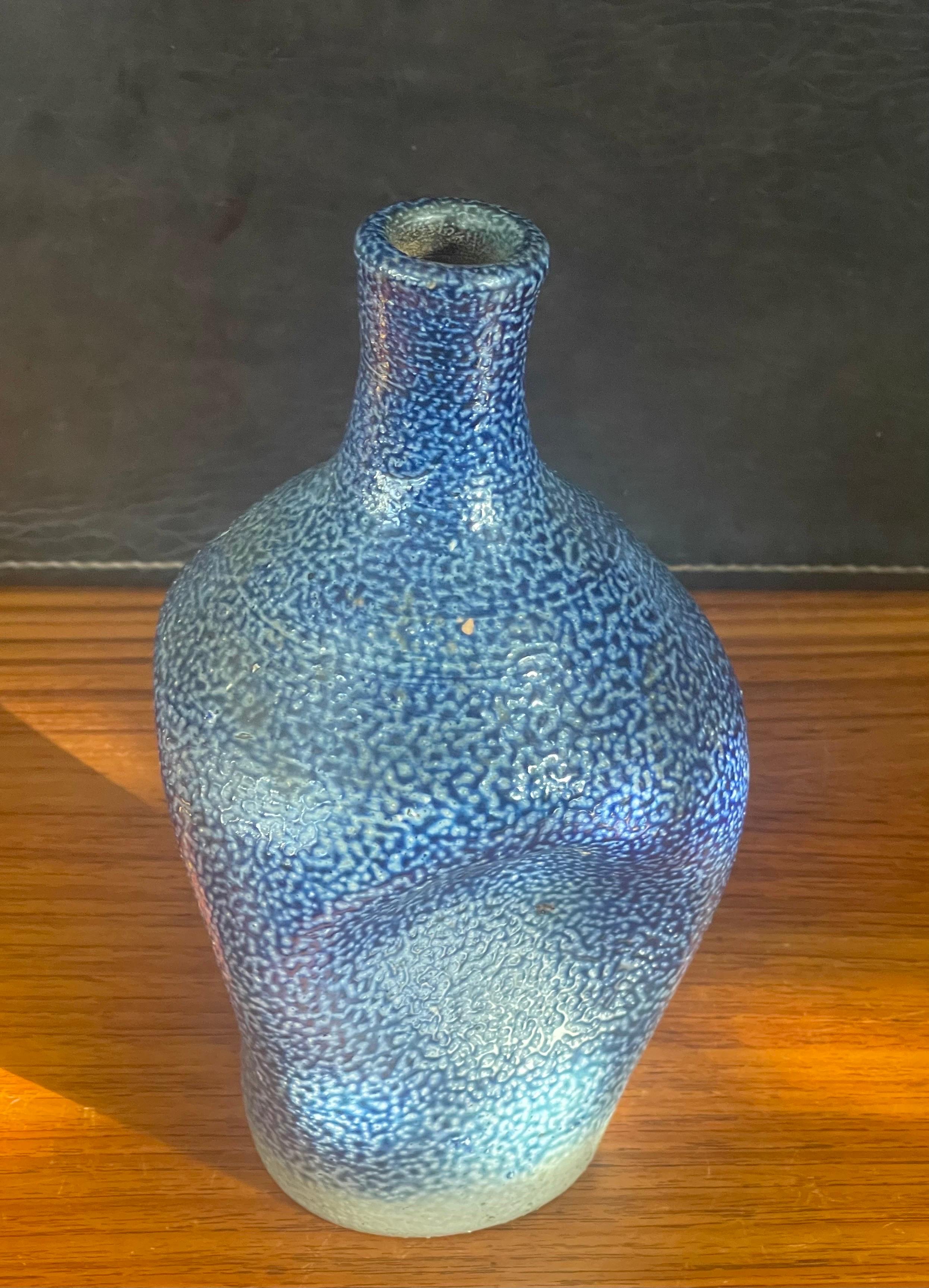 American California Studio Pottery Vase with Dimpled Sides For Sale