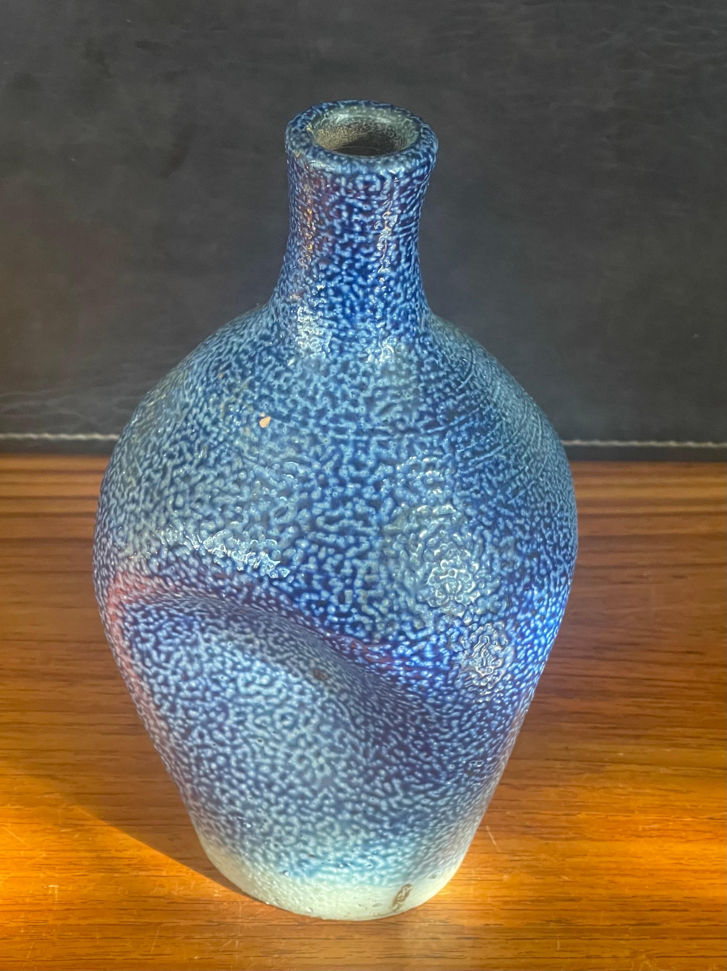 California Studio Pottery Vase with Dimpled Sides In Good Condition For Sale In San Diego, CA