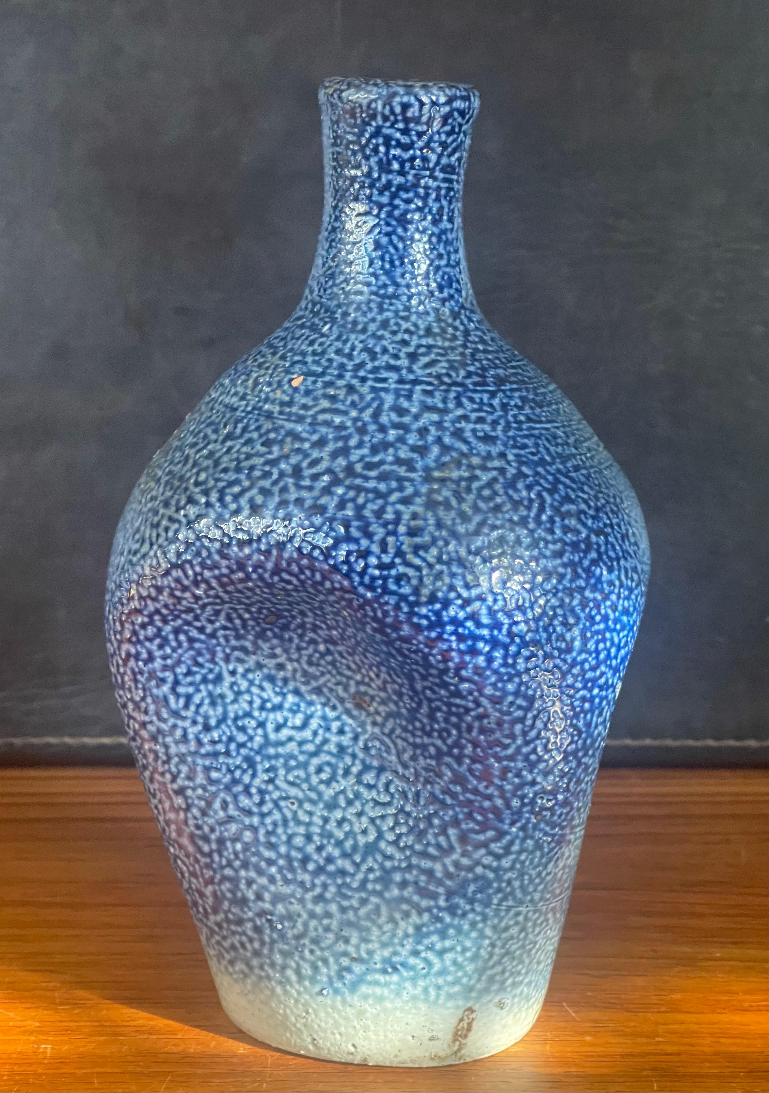 20th Century California Studio Pottery Vase with Dimpled Sides For Sale