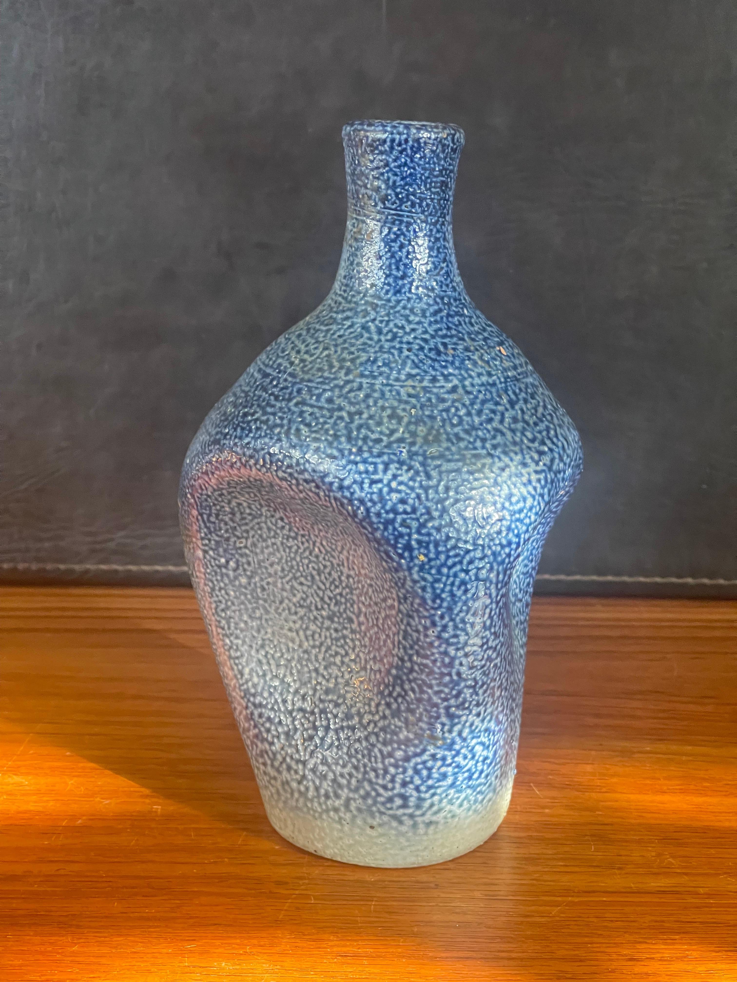 California Studio Pottery Vase with Dimpled Sides For Sale 2
