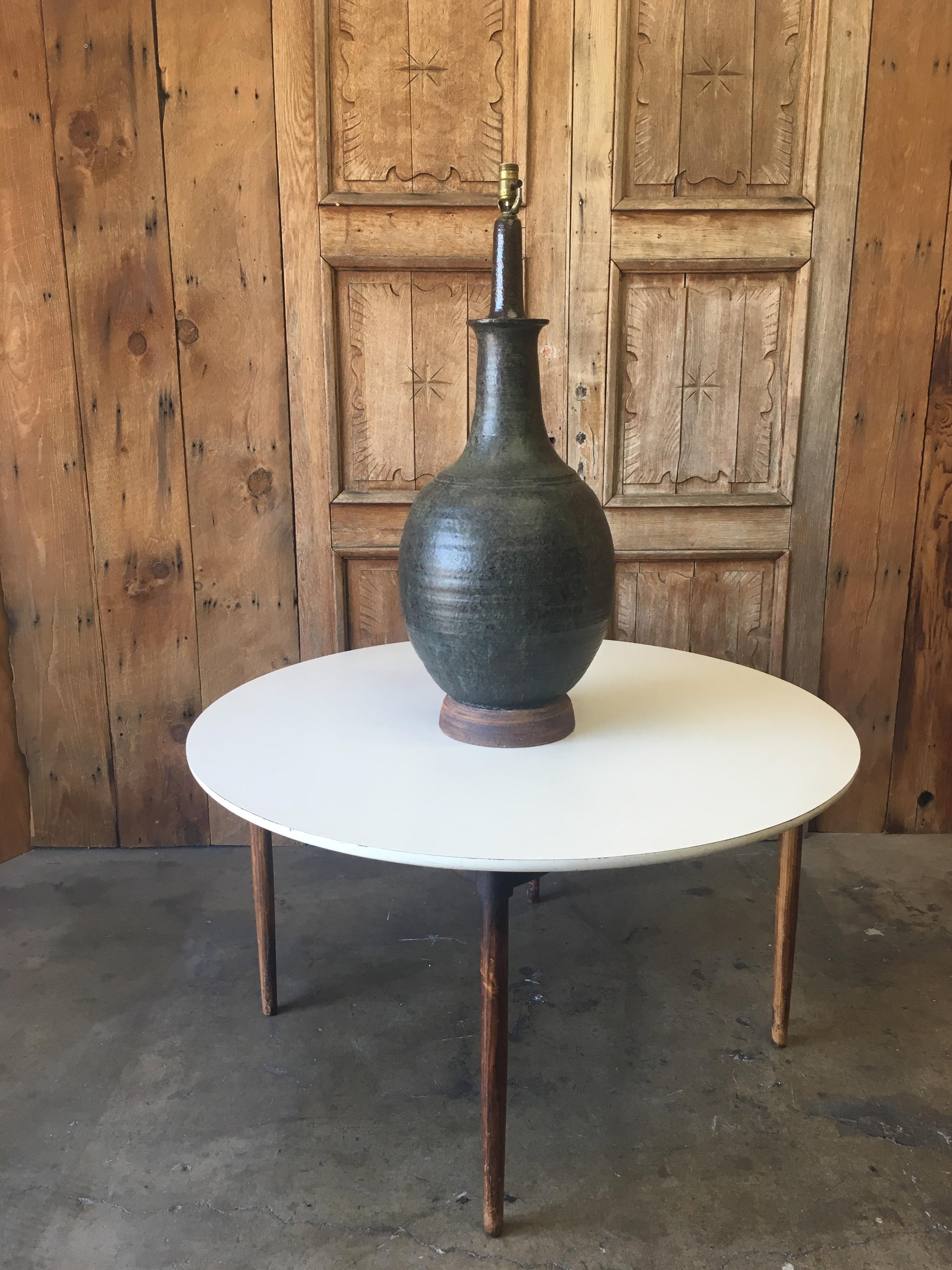 Mid-Century Modern California Studio Stoneware Lamp by R.A. Brookes