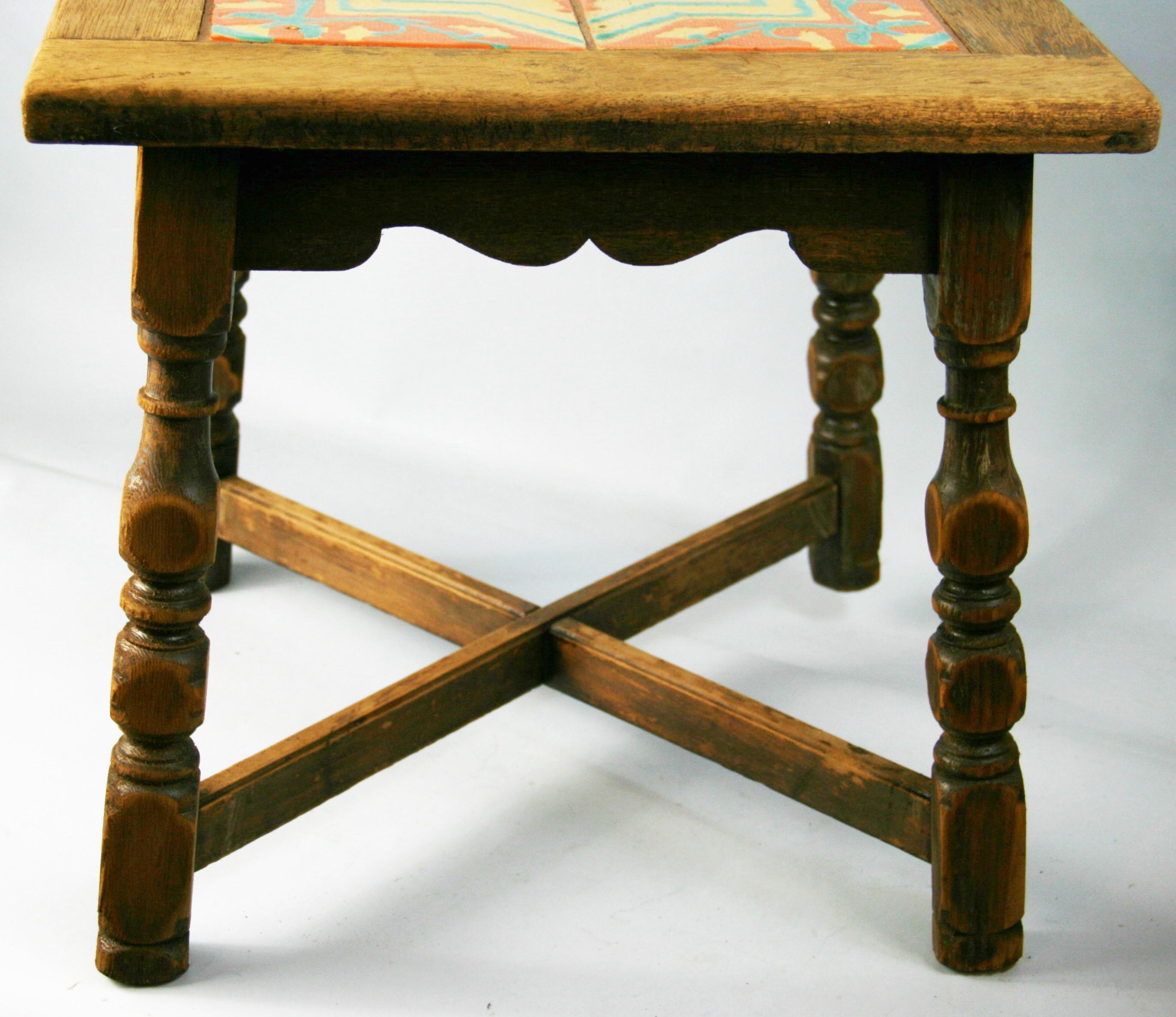 Early 20th Century California Catalina Tile and Oak  Arts and Craft Side  Table 1910