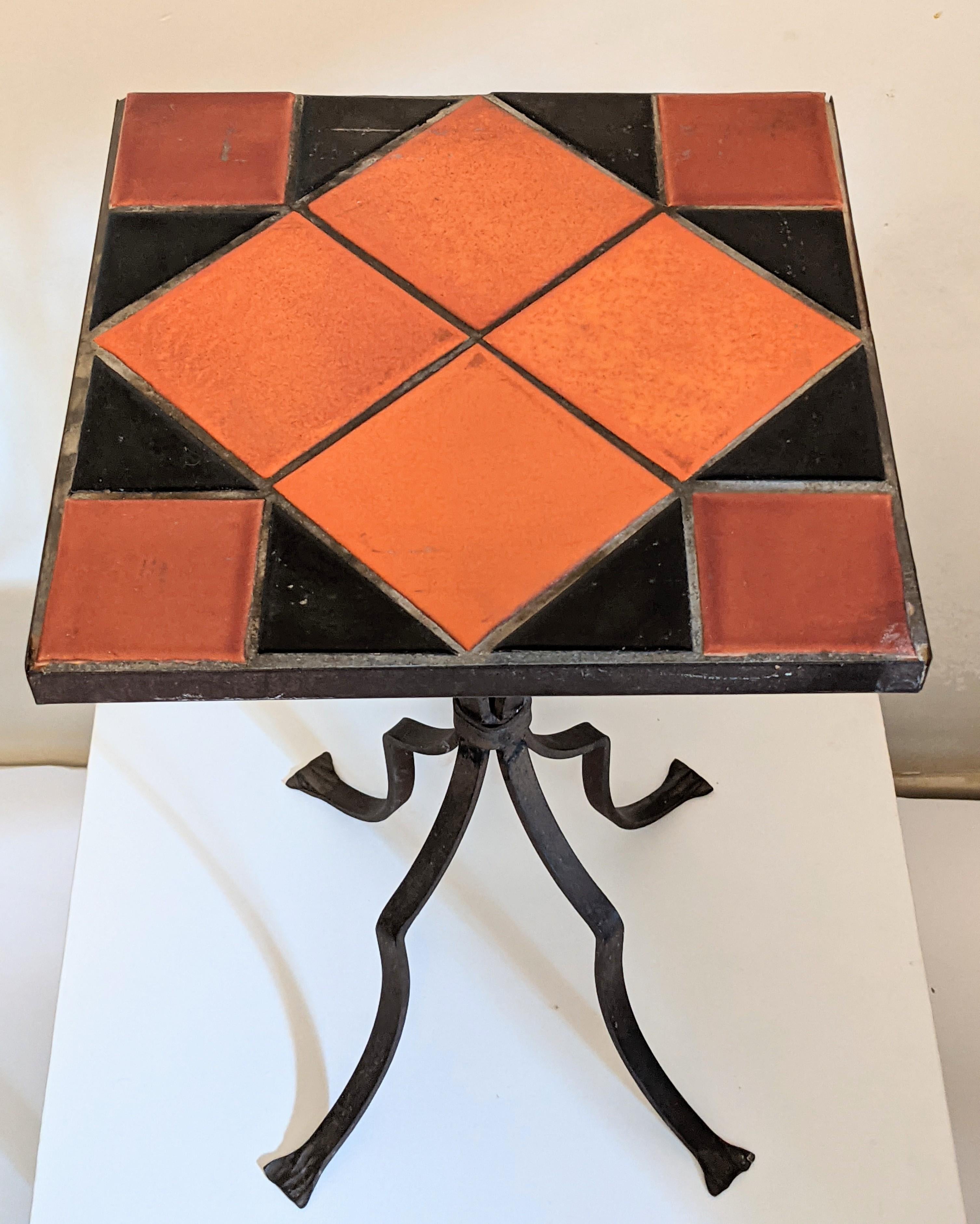Art Deco California Tile Wrought Iron Table