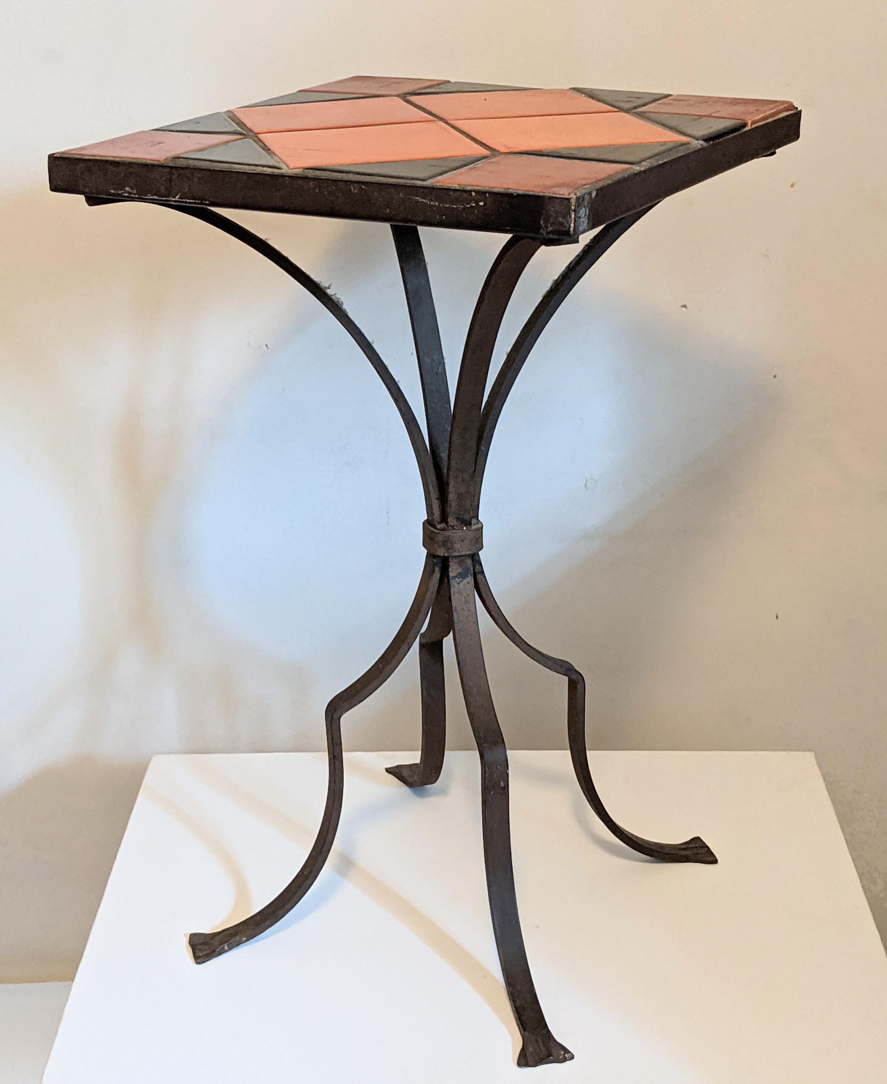 American California Tile Wrought Iron Table