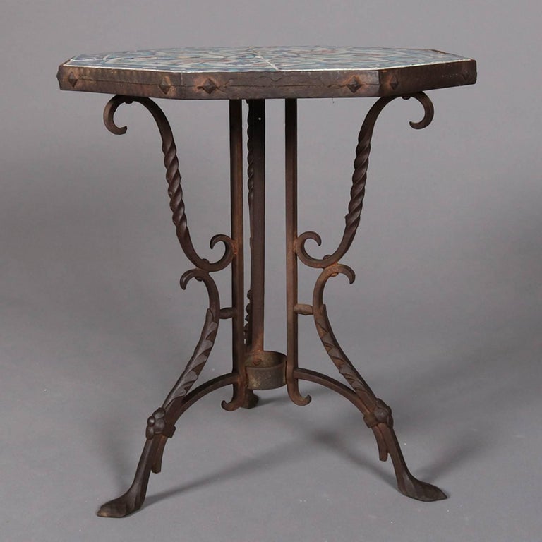 California Yellin School Octagonal Mosaic Tile Top Stand Circa