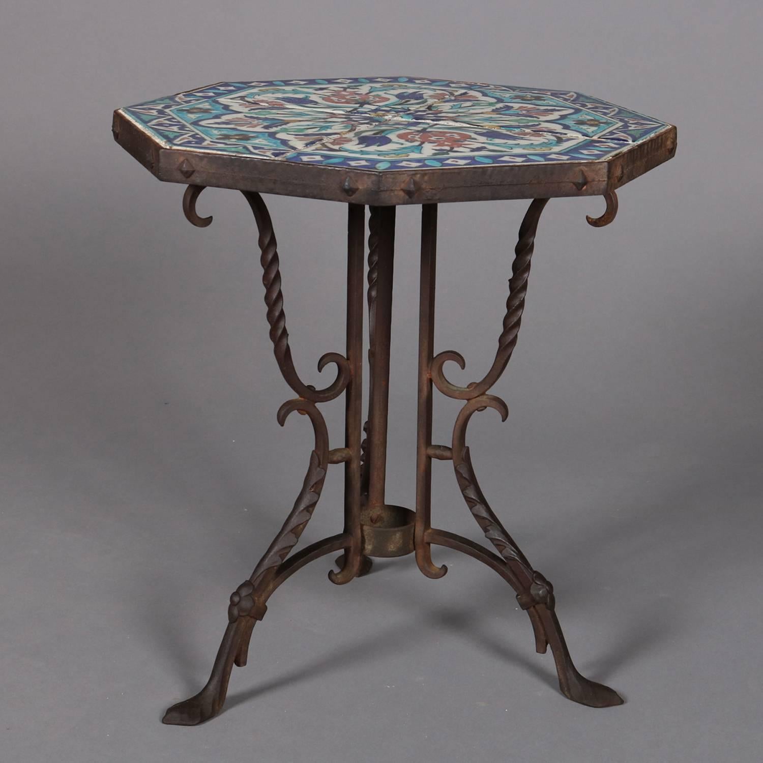 20th Century California Yellin School Octagonal Mosaic Tile Top Stand, circa 1930