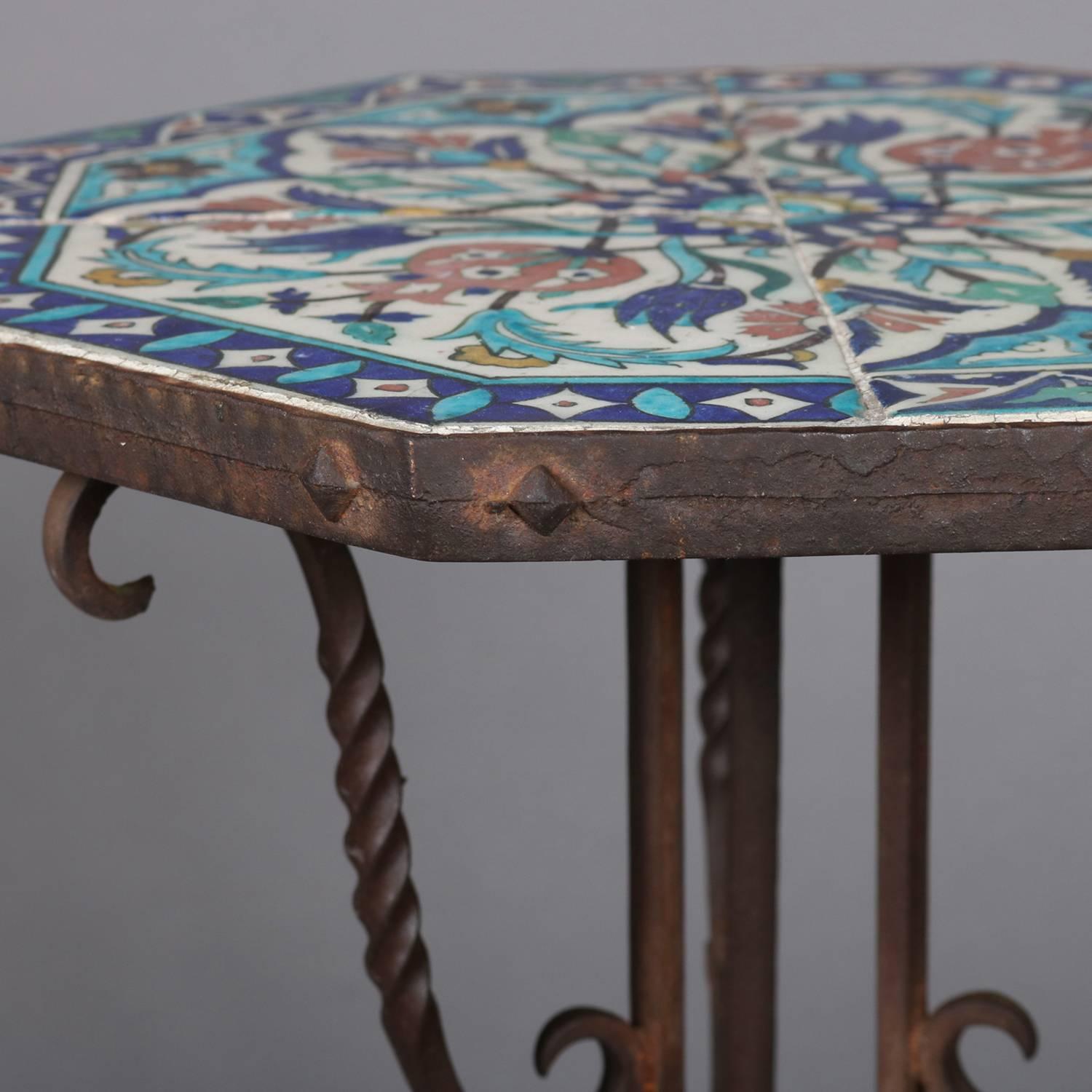 California Yellin School Octagonal Mosaic Tile Top Stand, circa 1930 2