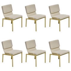 Used Californian Modern Dining Chairs in White Boucle Upholstery