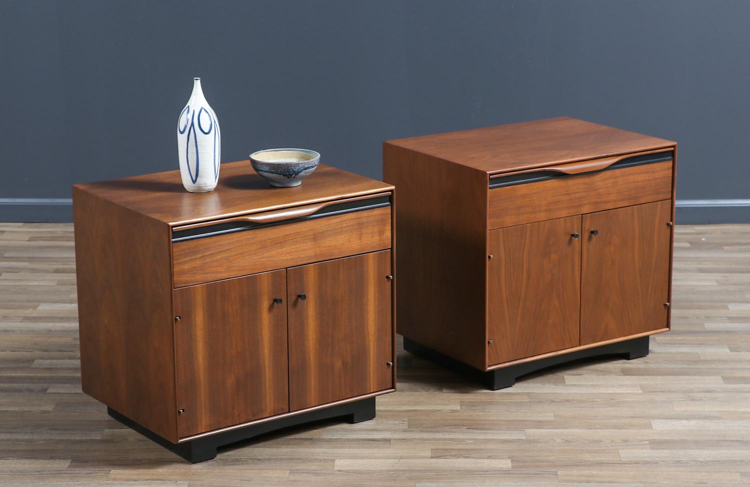 American Californian Modernist Walnut Night Stands by John Kapel