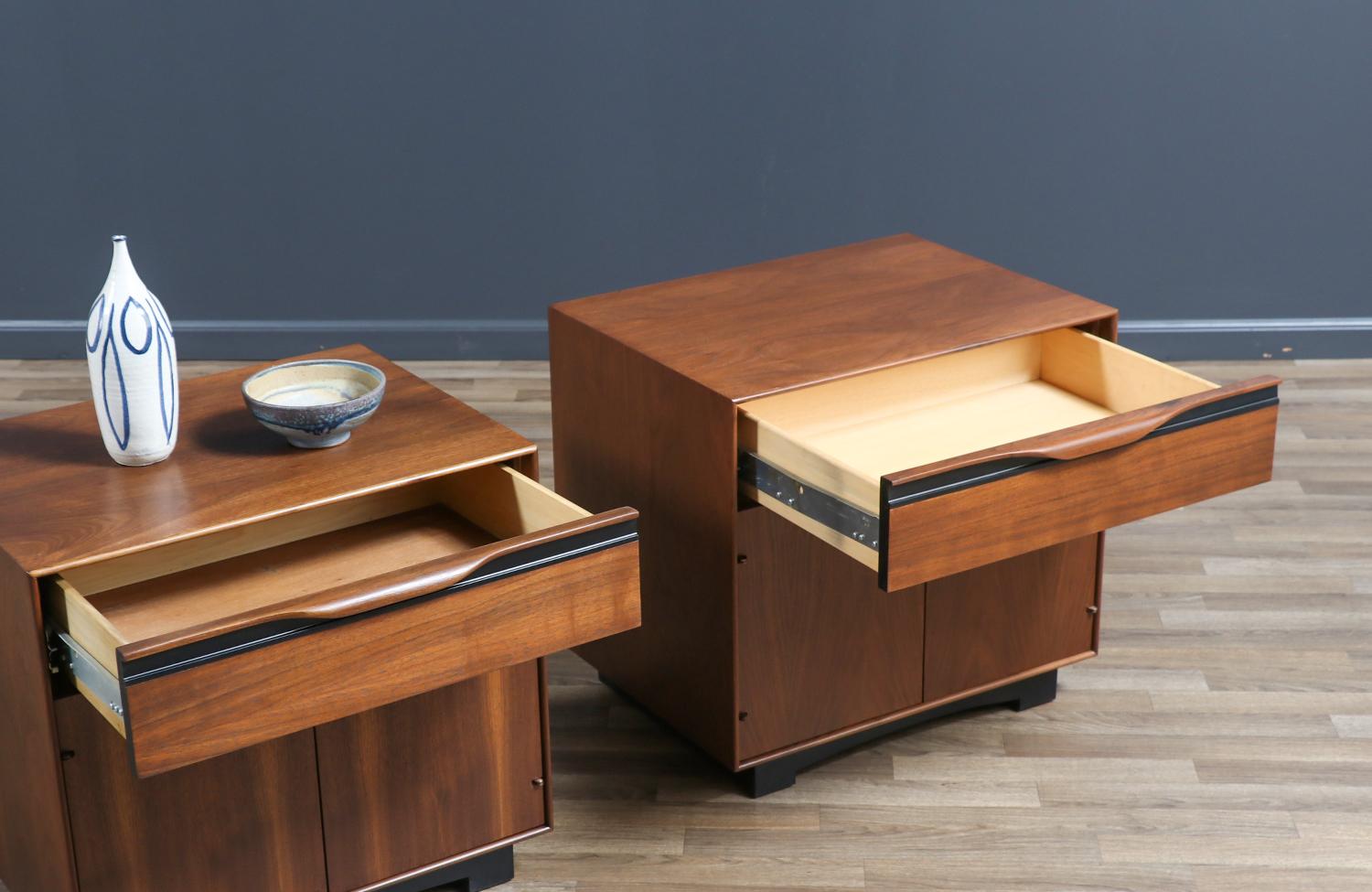 Mid-20th Century Californian Modernist Walnut Night Stands by John Kapel